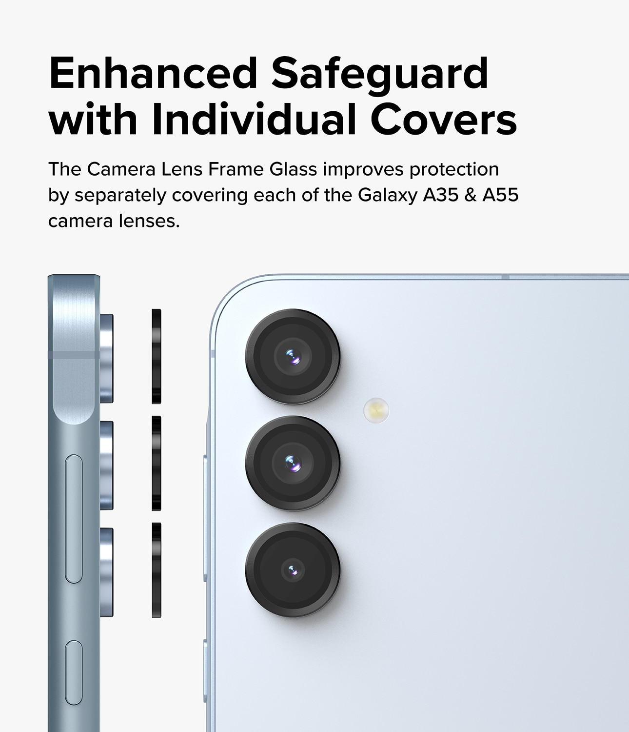 Camera Lens Frame Glass Samsung Galaxy A55 Negro