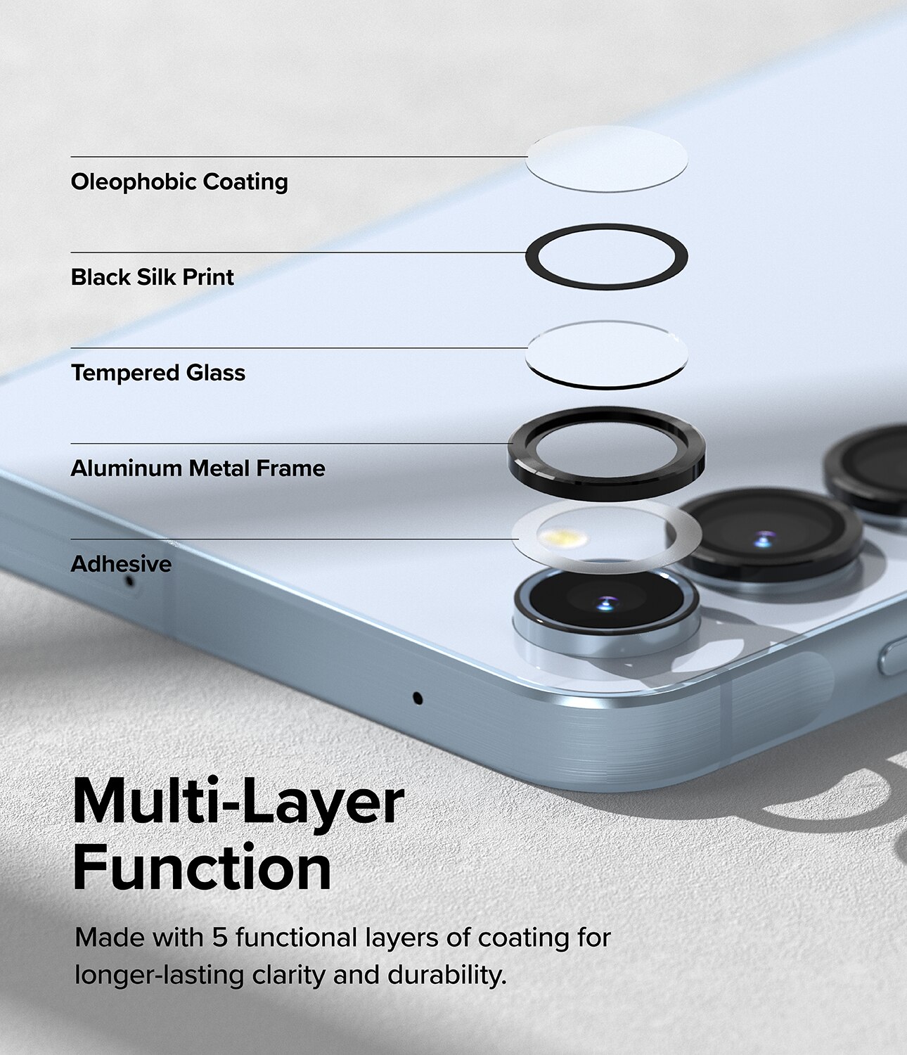 Camera Lens Frame Glass Samsung Galaxy A55 Negro