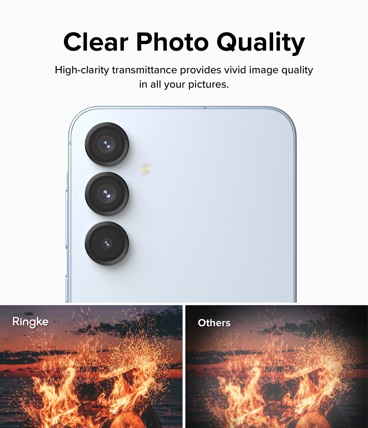 Camera Lens Frame Glass Samsung Galaxy A55 Negro