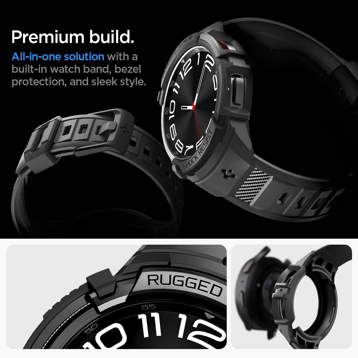 Funda Rugged Armor Pro Samsung Galaxy Watch 6 Classic 47mm negro