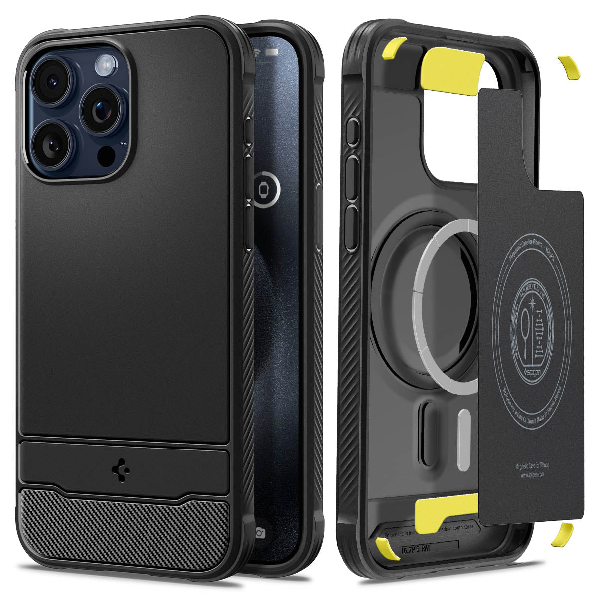 Spigen Funda Rugged Armor MagSafe iPhone 15 Pro Max Black - Comprar online