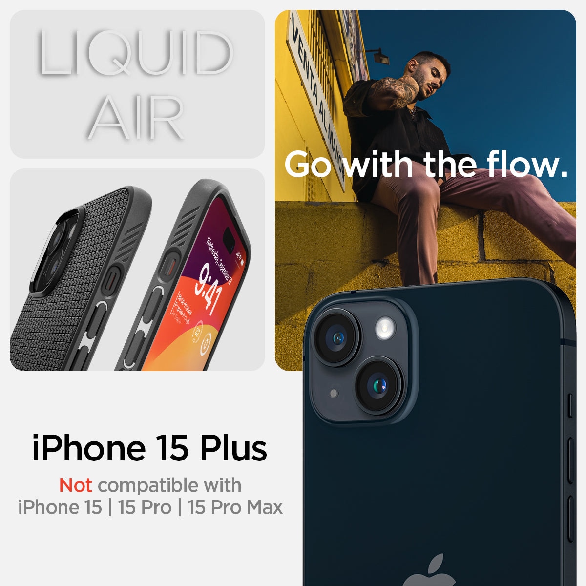 Funda Liquid Air iPhone 15 Plus Black
