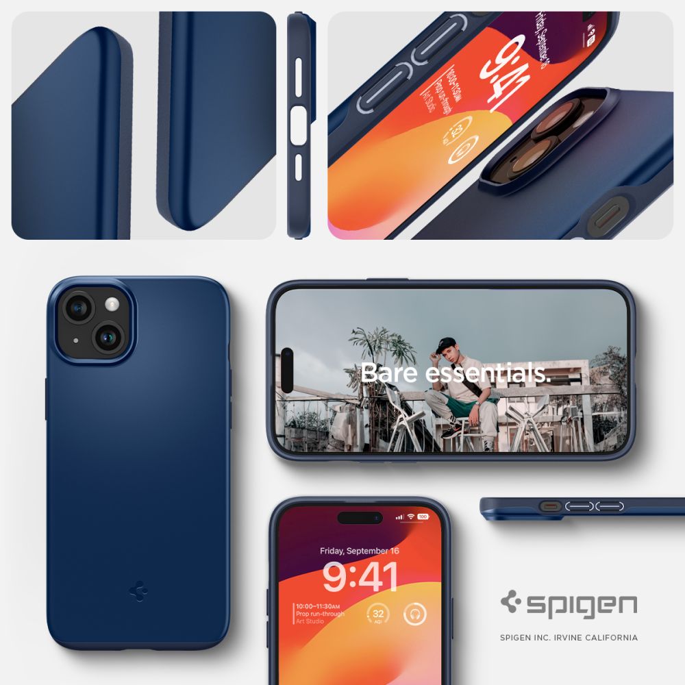 Spigen Funda Thin Fit iPhone 15 Navy Blue - Comprar online