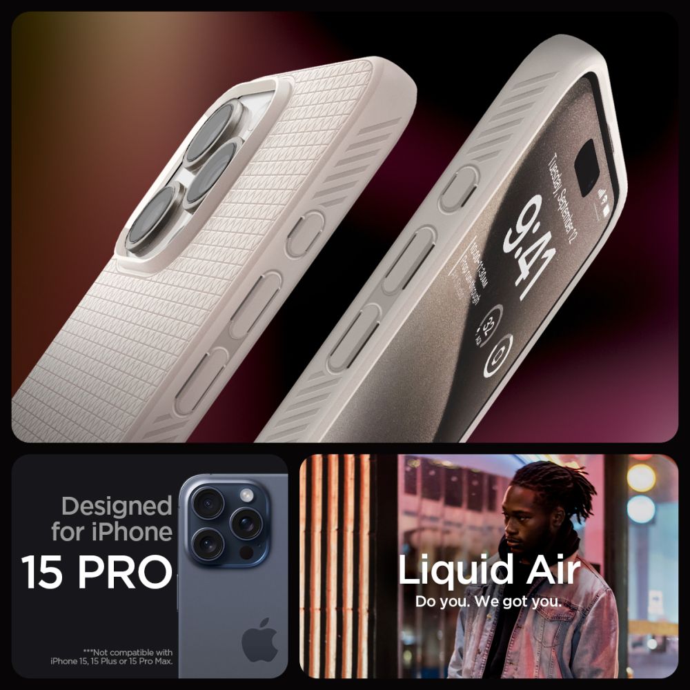 Funda Liquid Air iPhone 15 Pro Max Natural Titanium