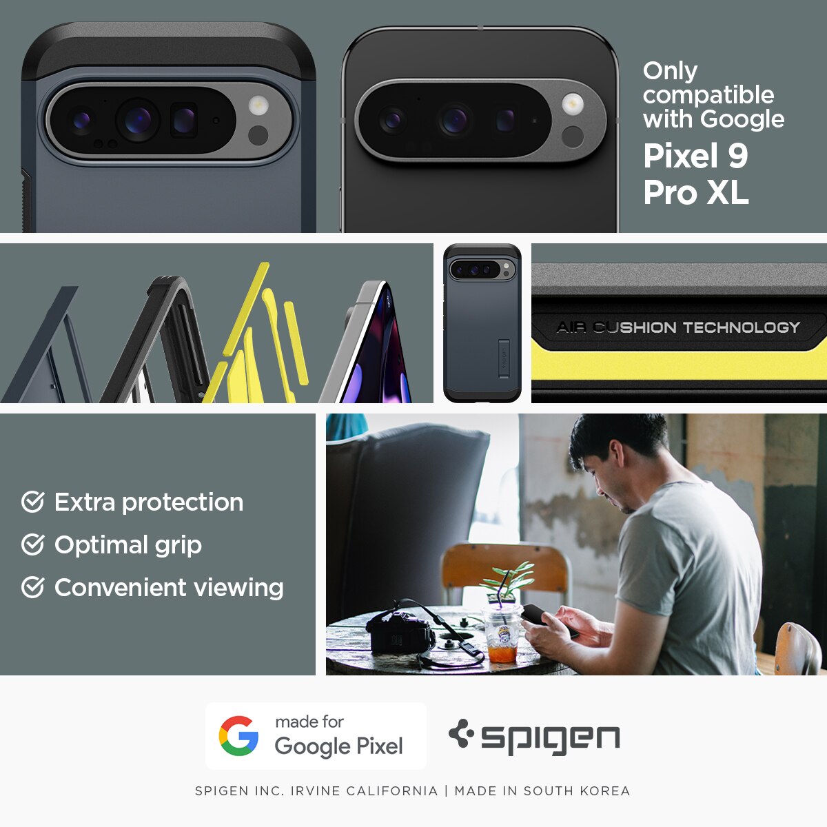 Funda Tough Armor Google Pixel 9 Pro XL Metal Slate