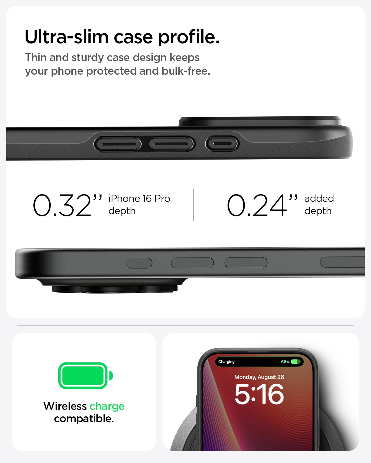 Funda Thin Fit MagSafe iPhone 16 Pro Black