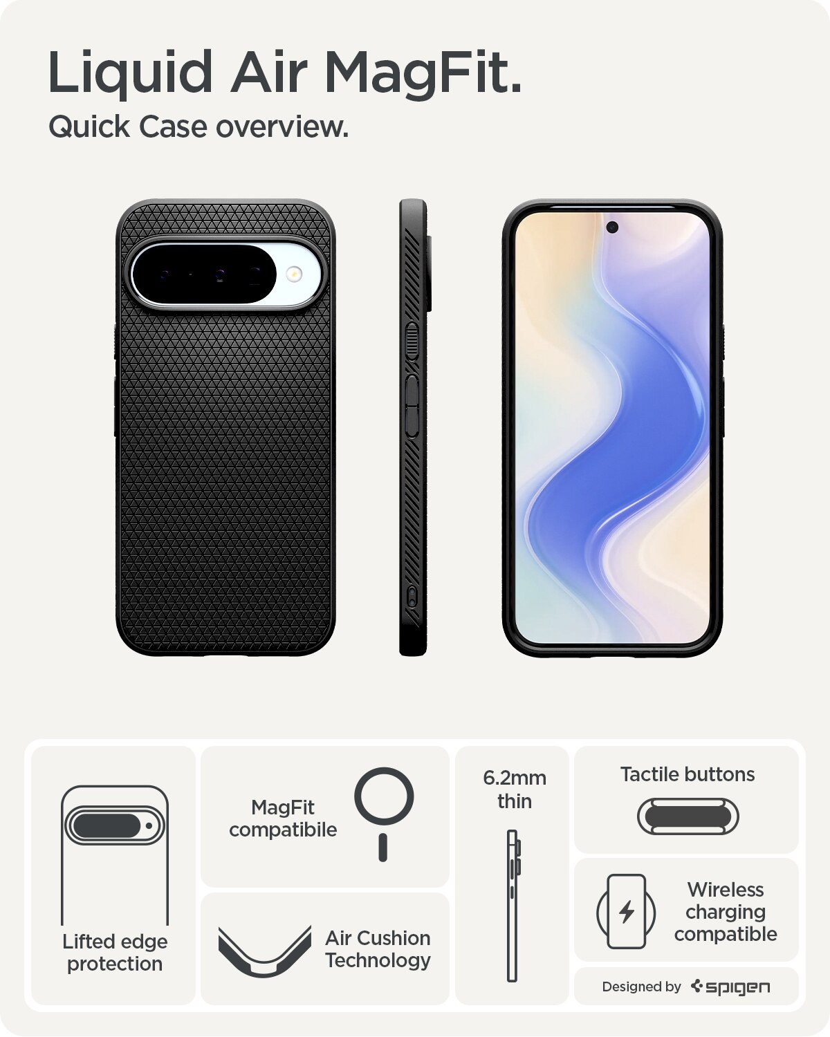 Funda Liquid Air MagSafe Google Pixel 10 Pro Matte Black