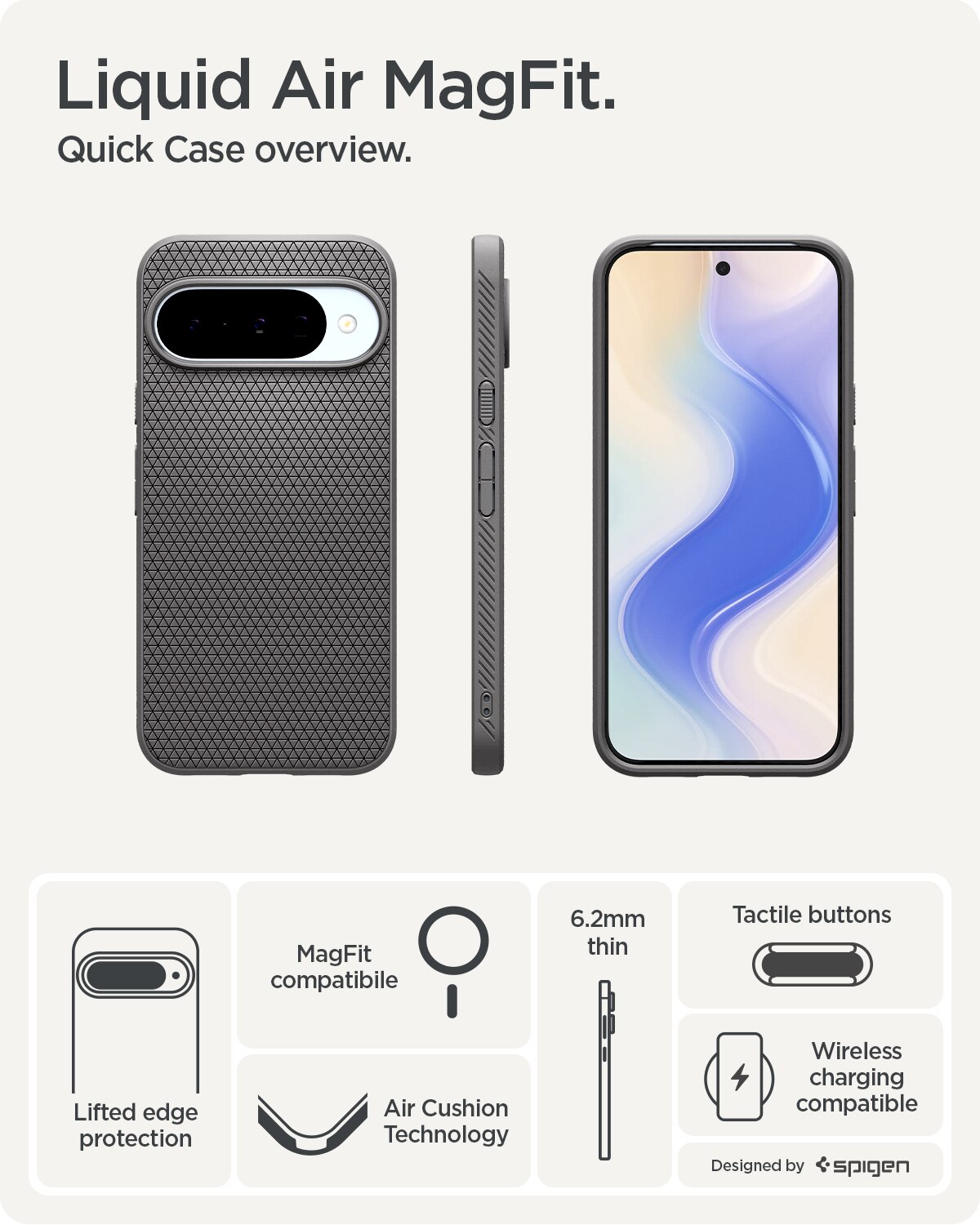 Funda Liquid Air MagSafe Google Pixel 10 Marble Gray