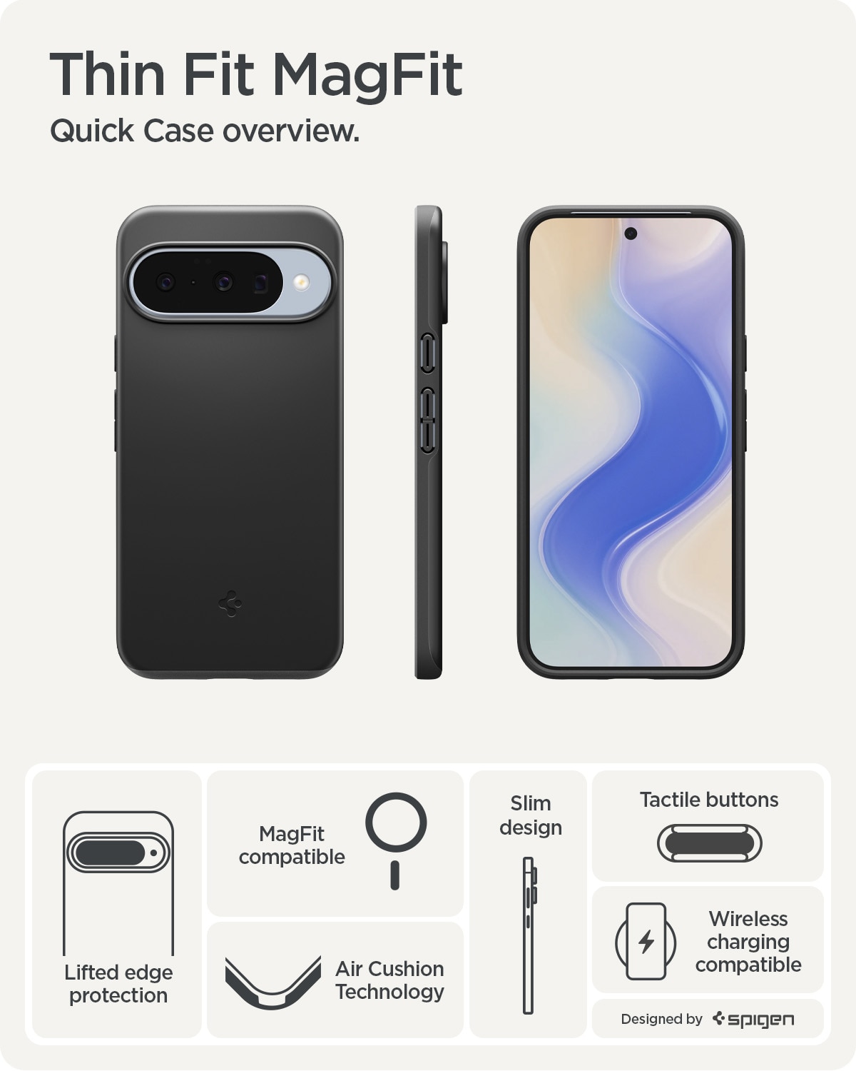 Funda Thin Fit MagSafe Google Pixel 10 Pro Black
