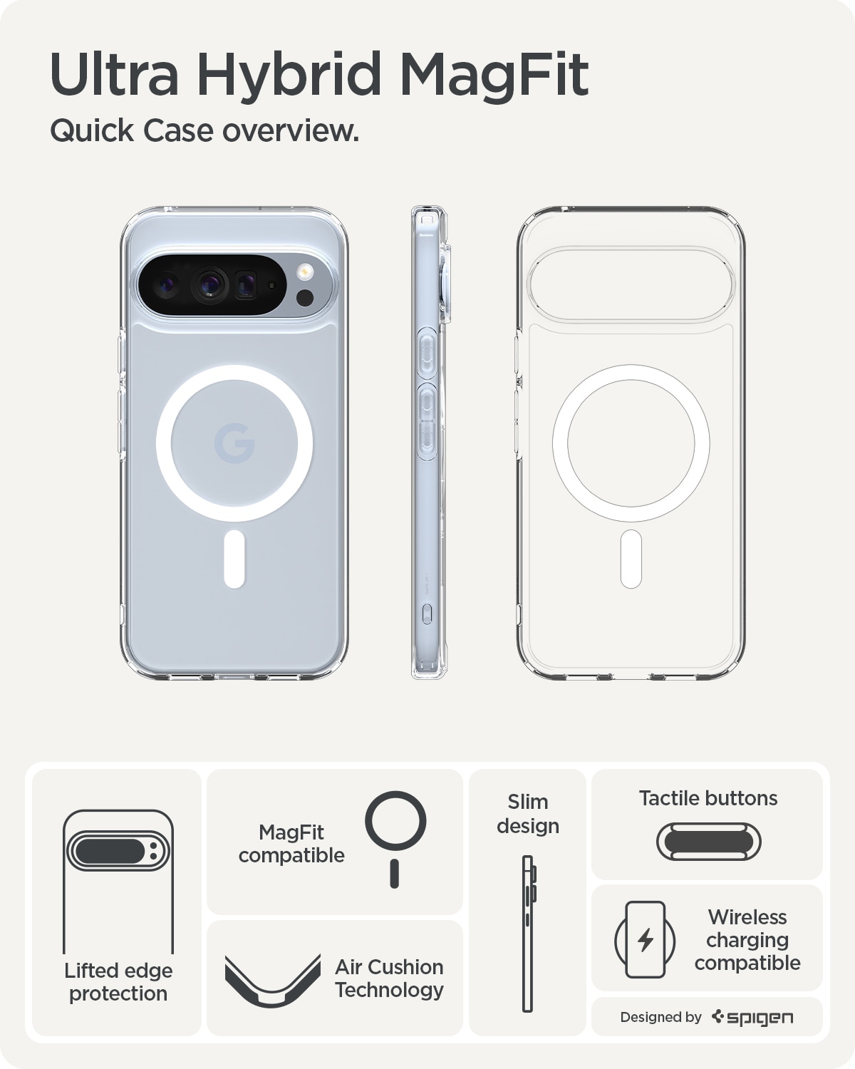 Funda Ultra Hybrid MagSafe Google Pixel 10 Pro XL Clear White