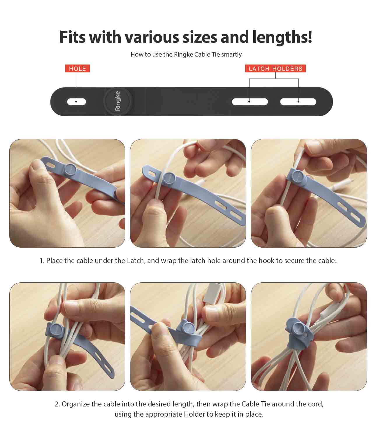 Silicone Cable Tie (5 piezas) Multi Color