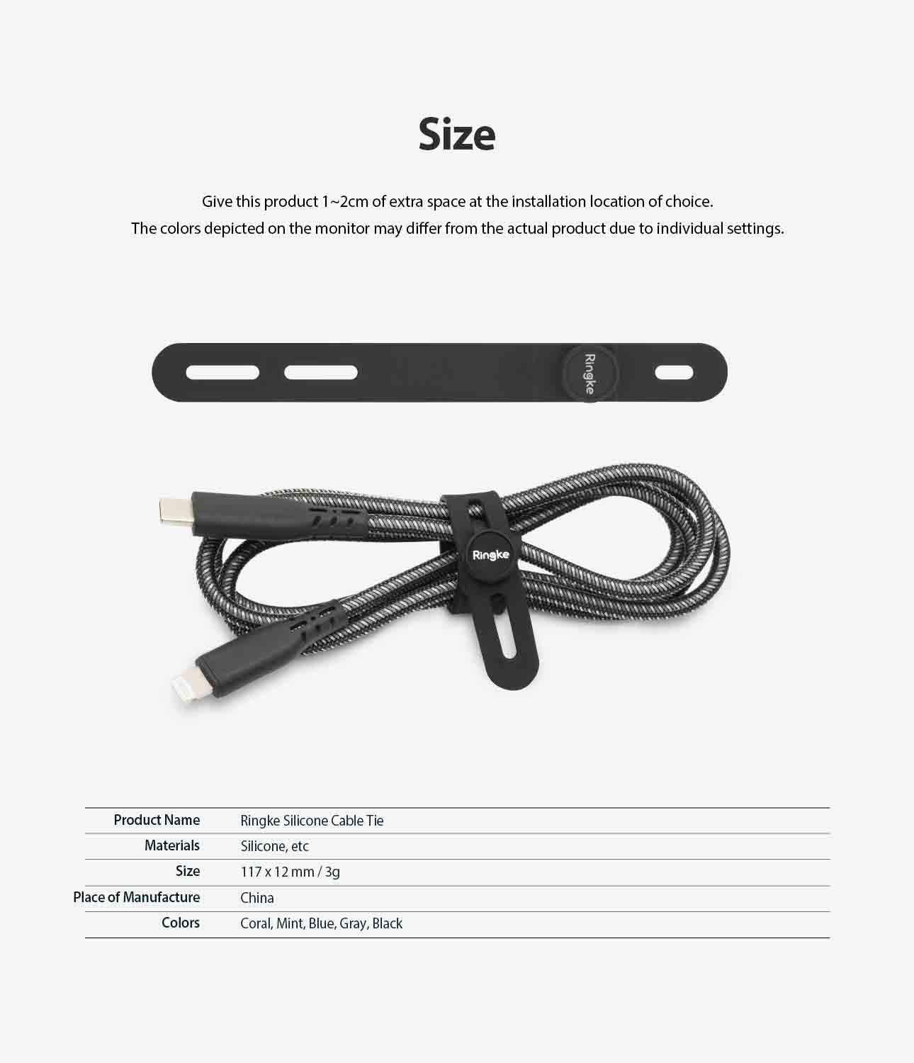 Silicone Cable Tie (5 piezas) Black