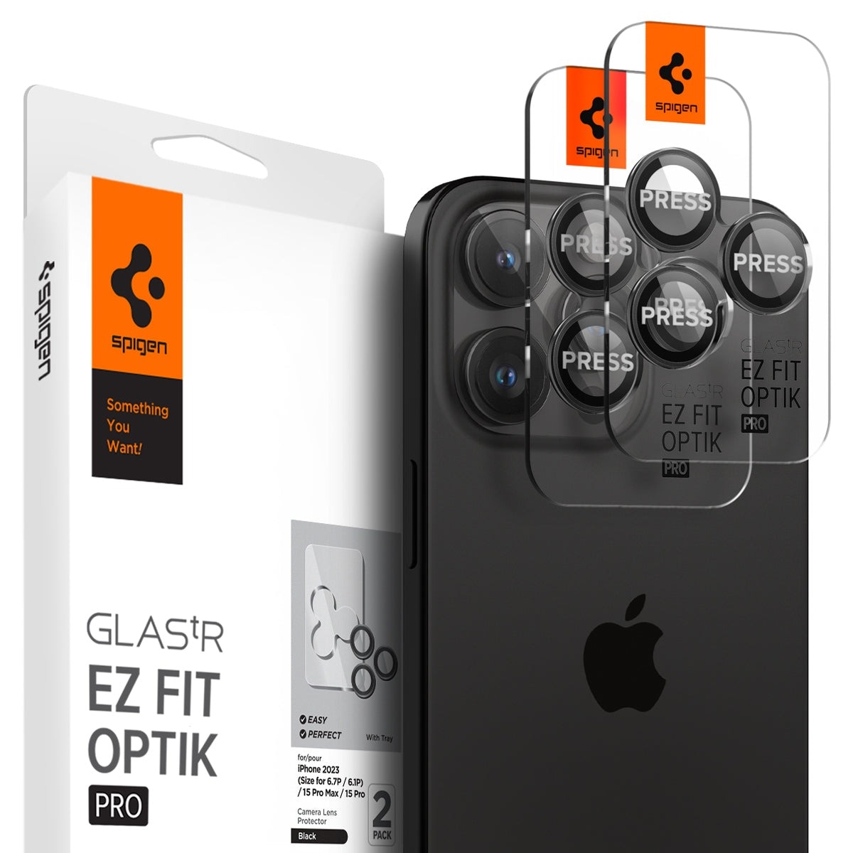 EZ Fit Optik Pro Lens Protector iPhone 15 Pro (2 piezas) Black