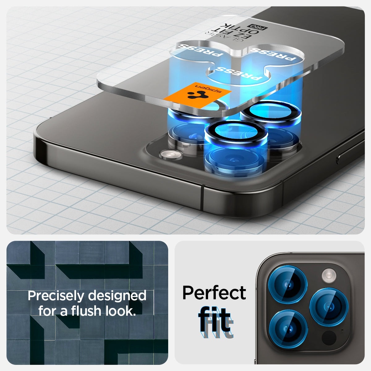 EZ Fit Optik Pro Lens Protector iPhone 15 Pro (2 piezas) Black