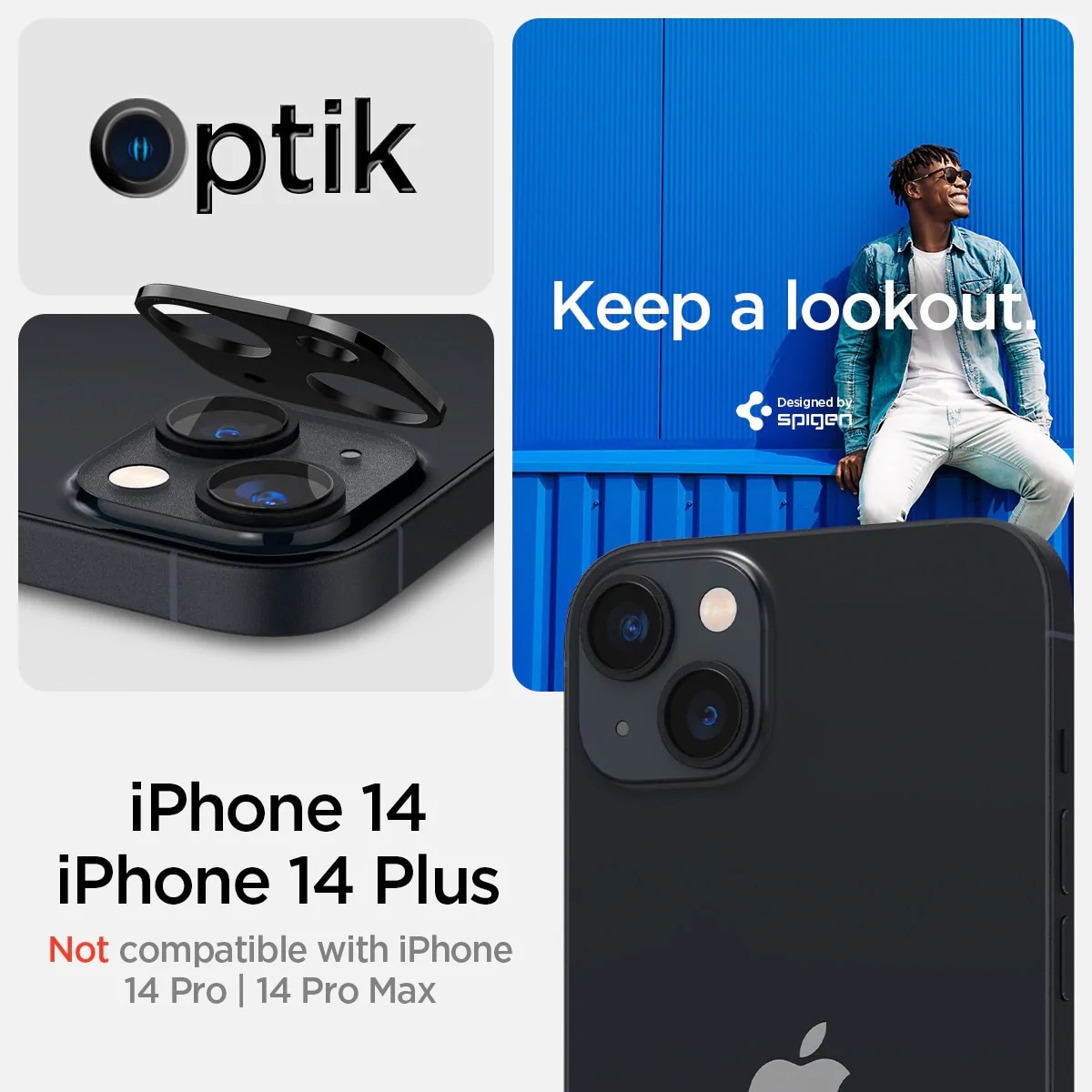 Optik Lens Protector (2 piezas) iPhone 14 Plus, negro