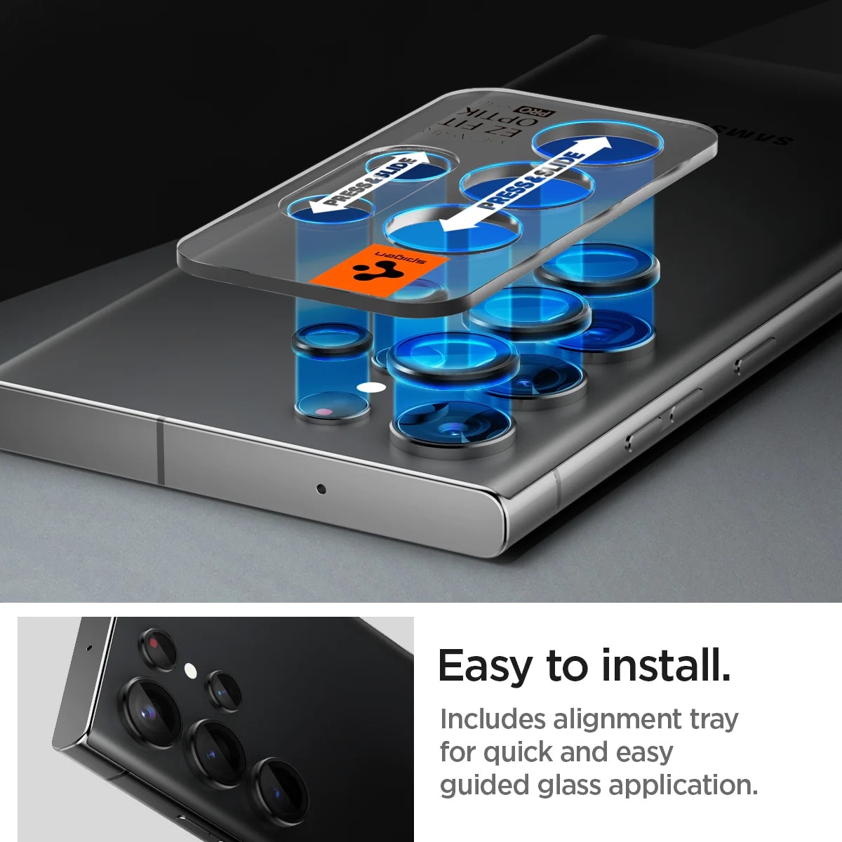 Vidrio Templado Spigen Platinum Tray Para Samsung S23 Ultra