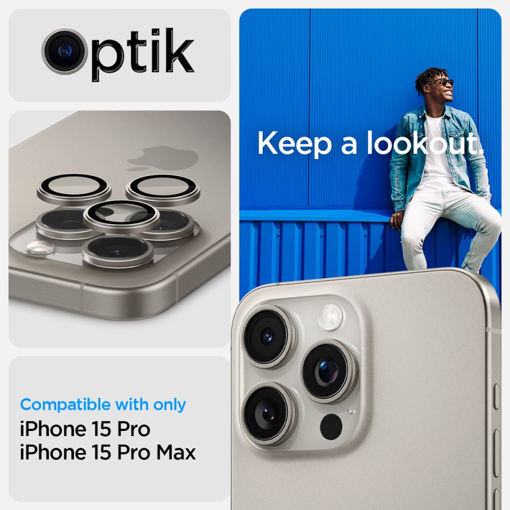 EZ Fit Optik Pro Lens Protector iPhone 15 Pro Max (2 piezas) Natural Titanium