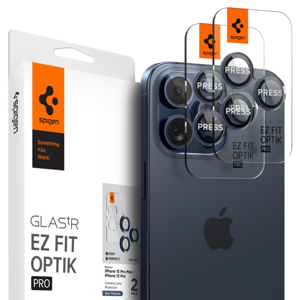 EZ Fit Optik Pro Lens Protector iPhone 15 Pro Max (2 piezas) Blue Titanium