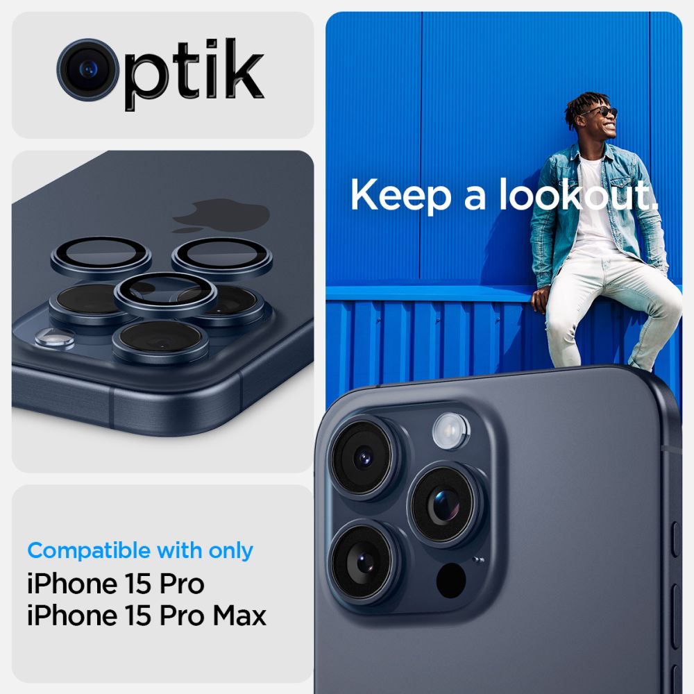 EZ Fit Optik Pro Lens Protector iPhone 14 Pro (2 piezas) Blue Titanium