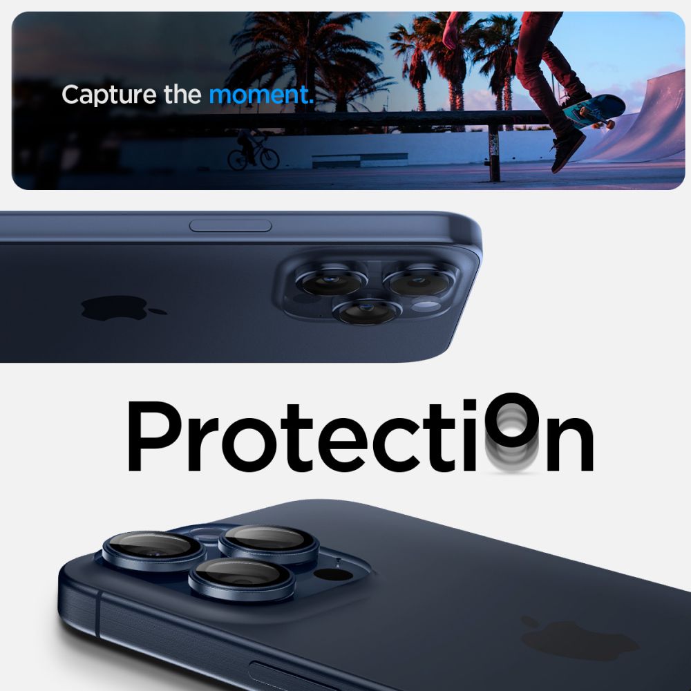 EZ Fit Optik Pro Lens Protector iPhone 15 Pro Max (2 piezas) Blue Titanium