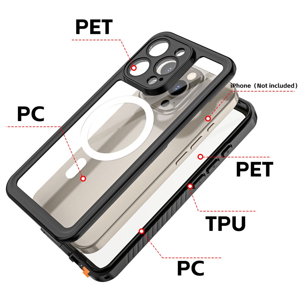 Funda AMN Waterproof MagSafe iPhone 16 Pro Black