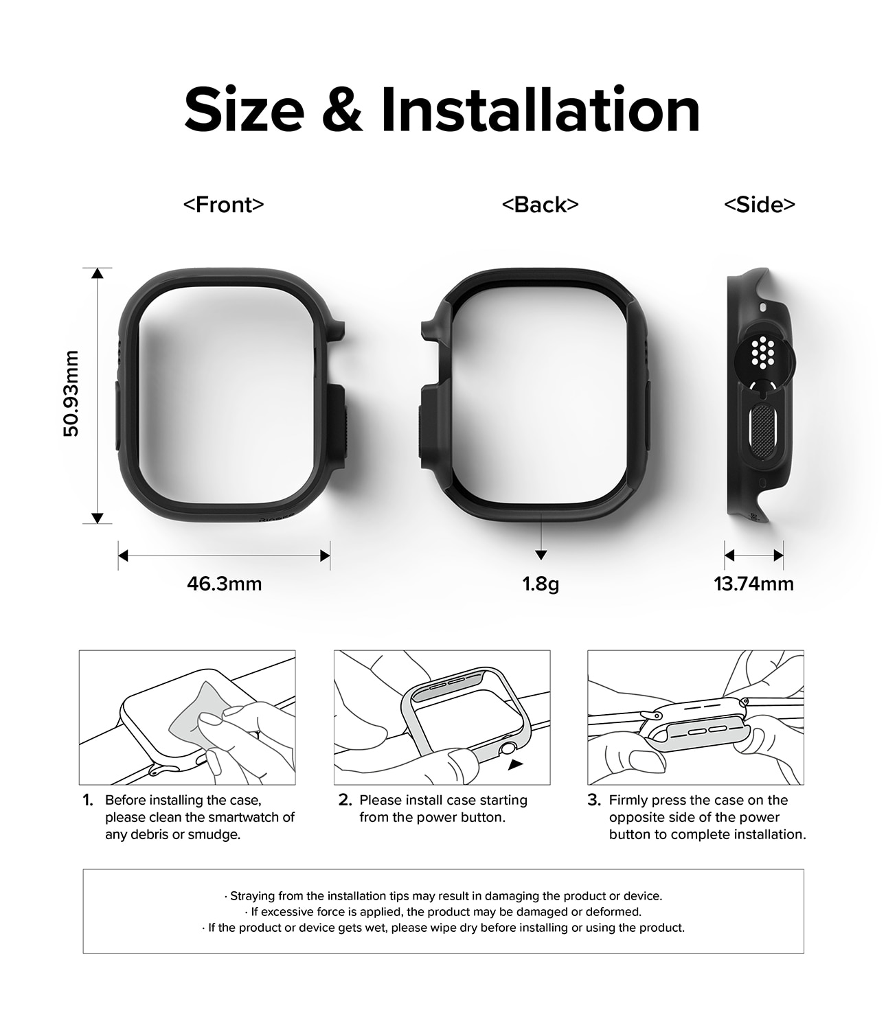 Funda Slim (2 piezas) Apple Watch Ultra 49mm Matte Black & Clear
