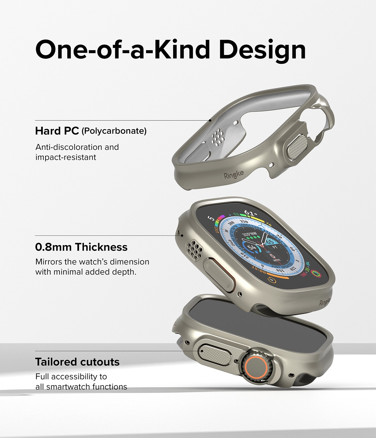 Funda Slim (2 piezas) Apple Watch Ultra 49mm Titanium Gray & Clear