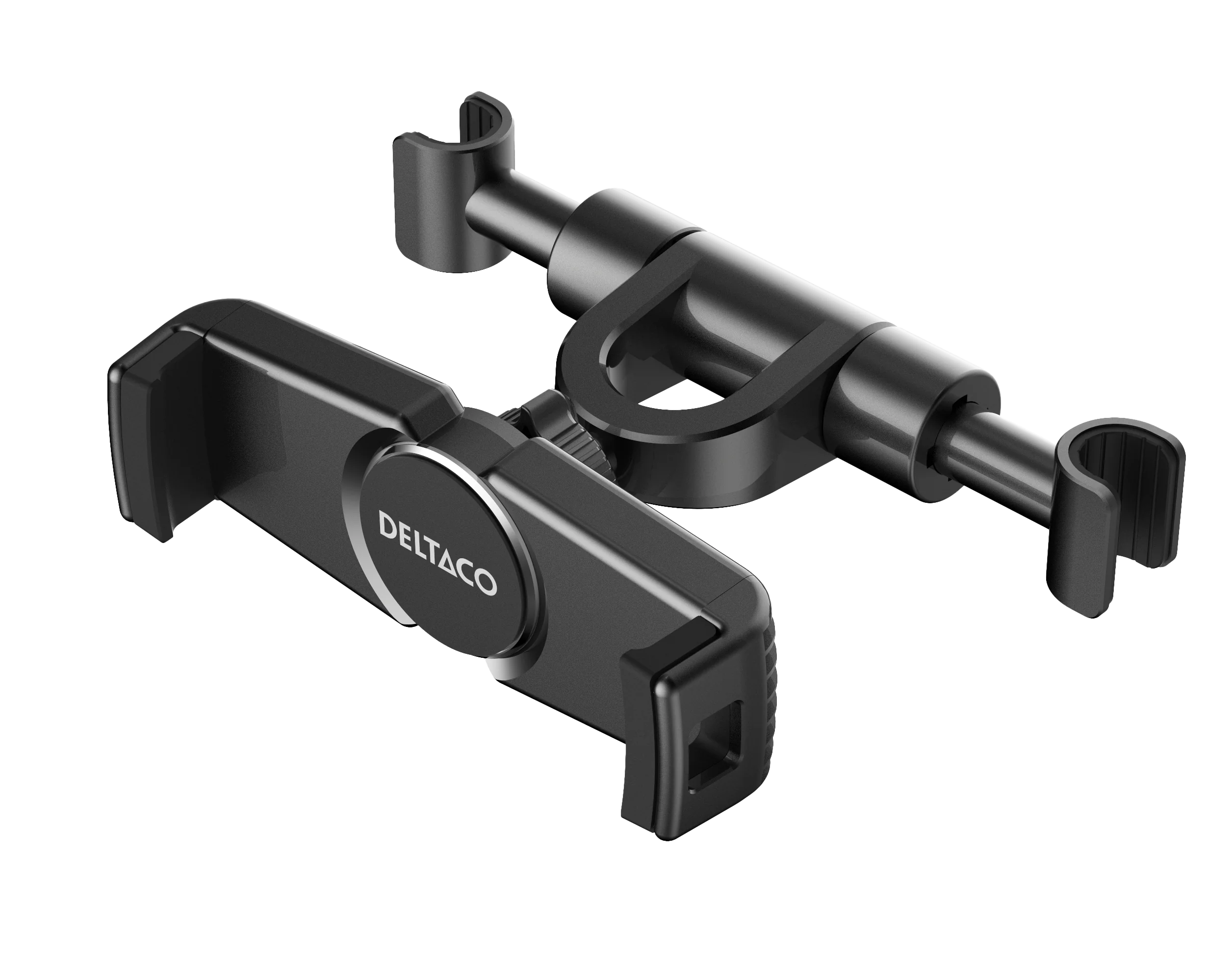 Soporte para tabletas y teléfonos para reposacabezas, negro