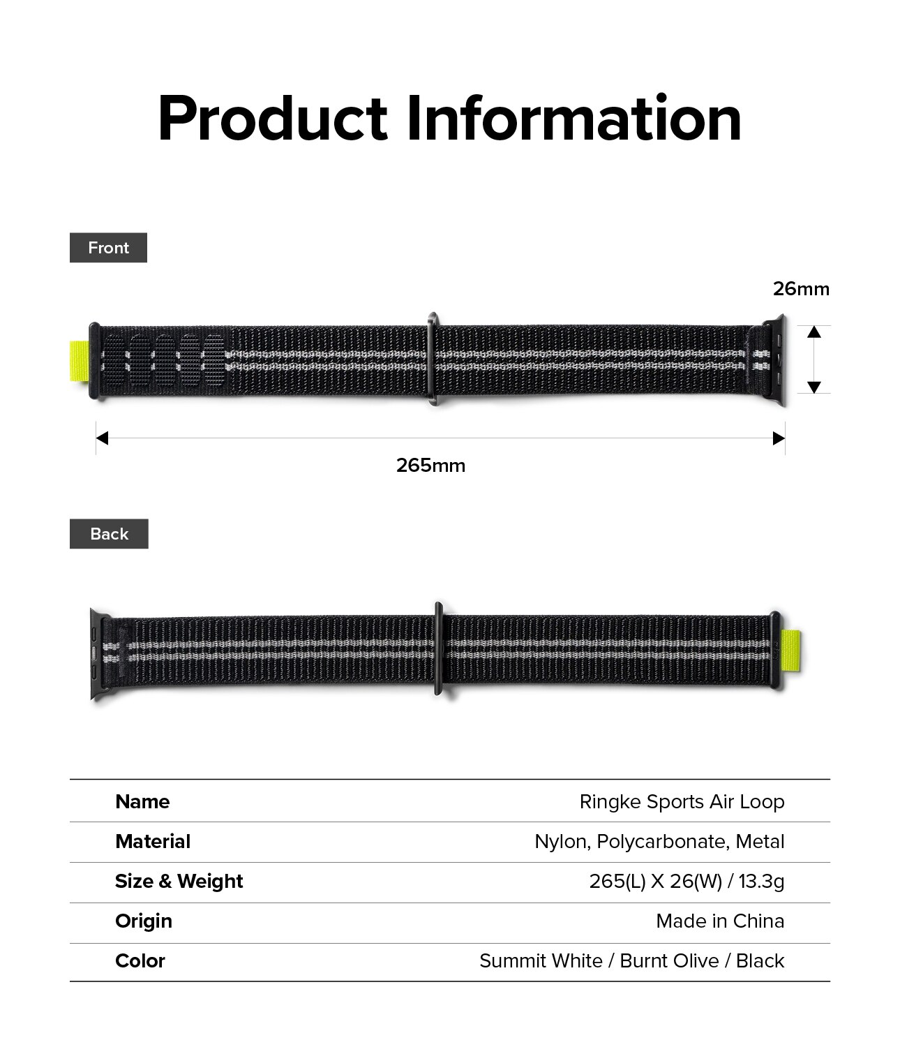 Sports Air Loop Band Apple Watch 45mm Series 9 Black
