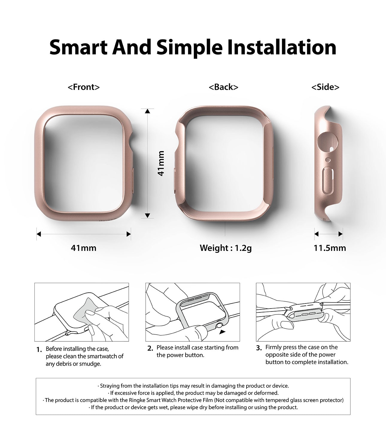 Funda Slim (2 piezas) Apple Watch 41mm Series 8 Pink & Clear