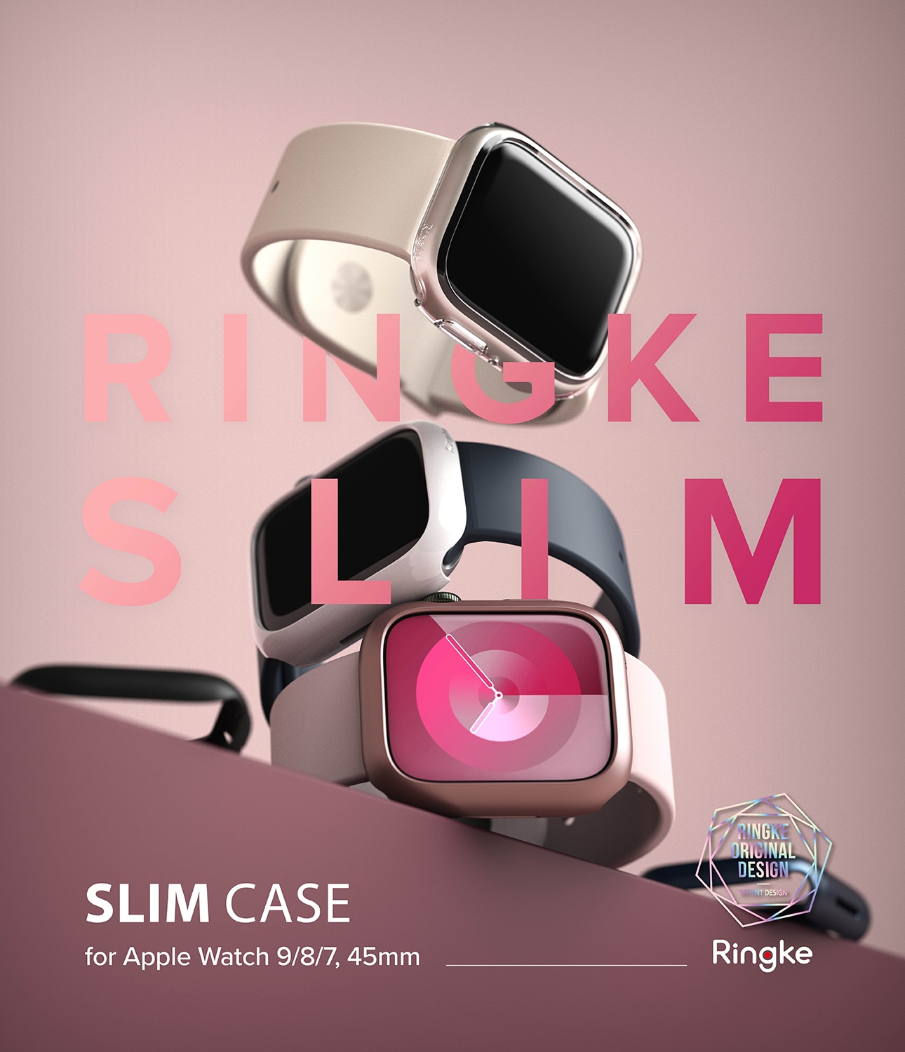 Funda Slim (2 piezas) Apple Watch 45mm Series 9 Pink & Clear