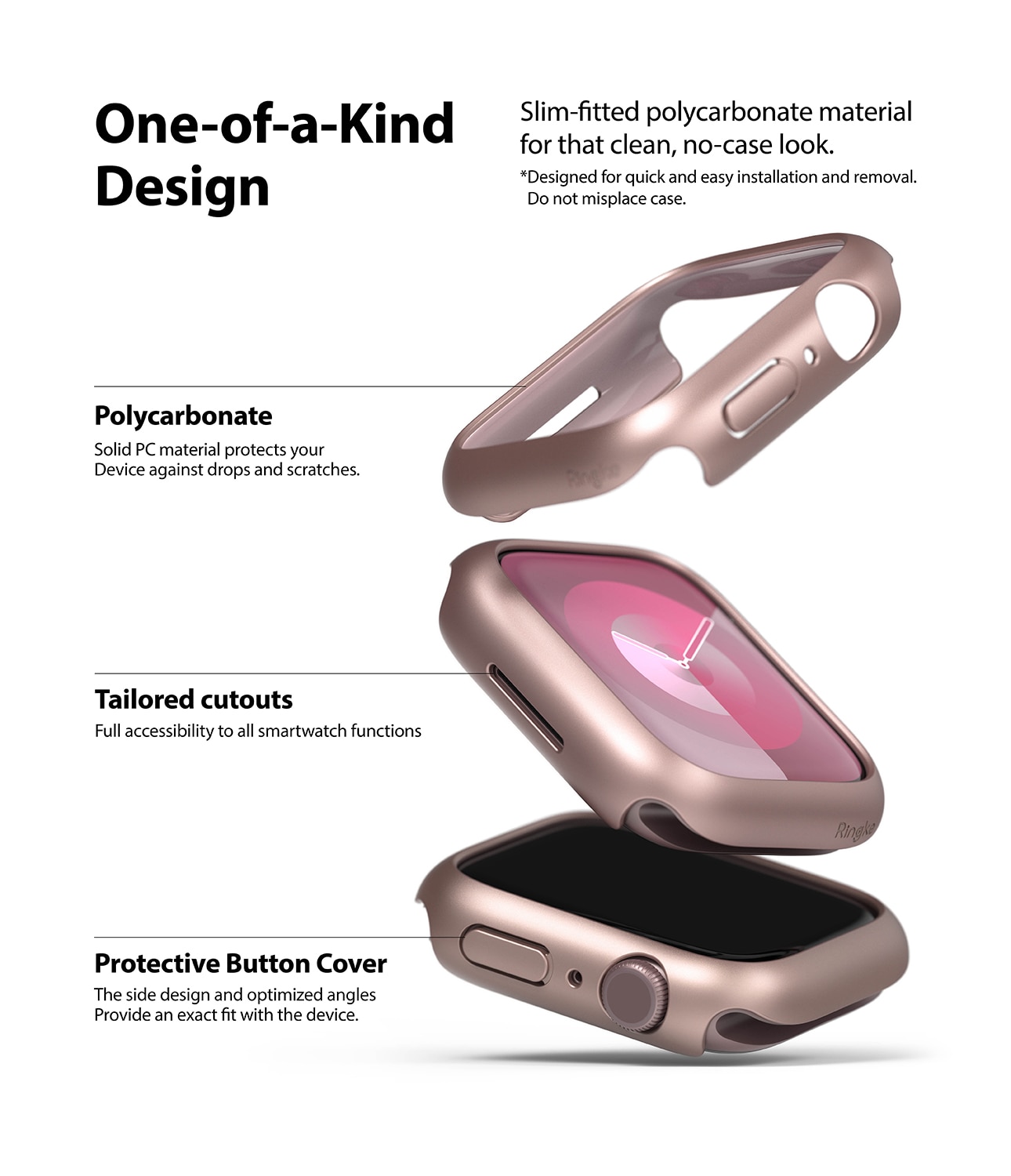 Funda Slim (2 piezas) Apple Watch 45mm Series 7 Pink & Clear