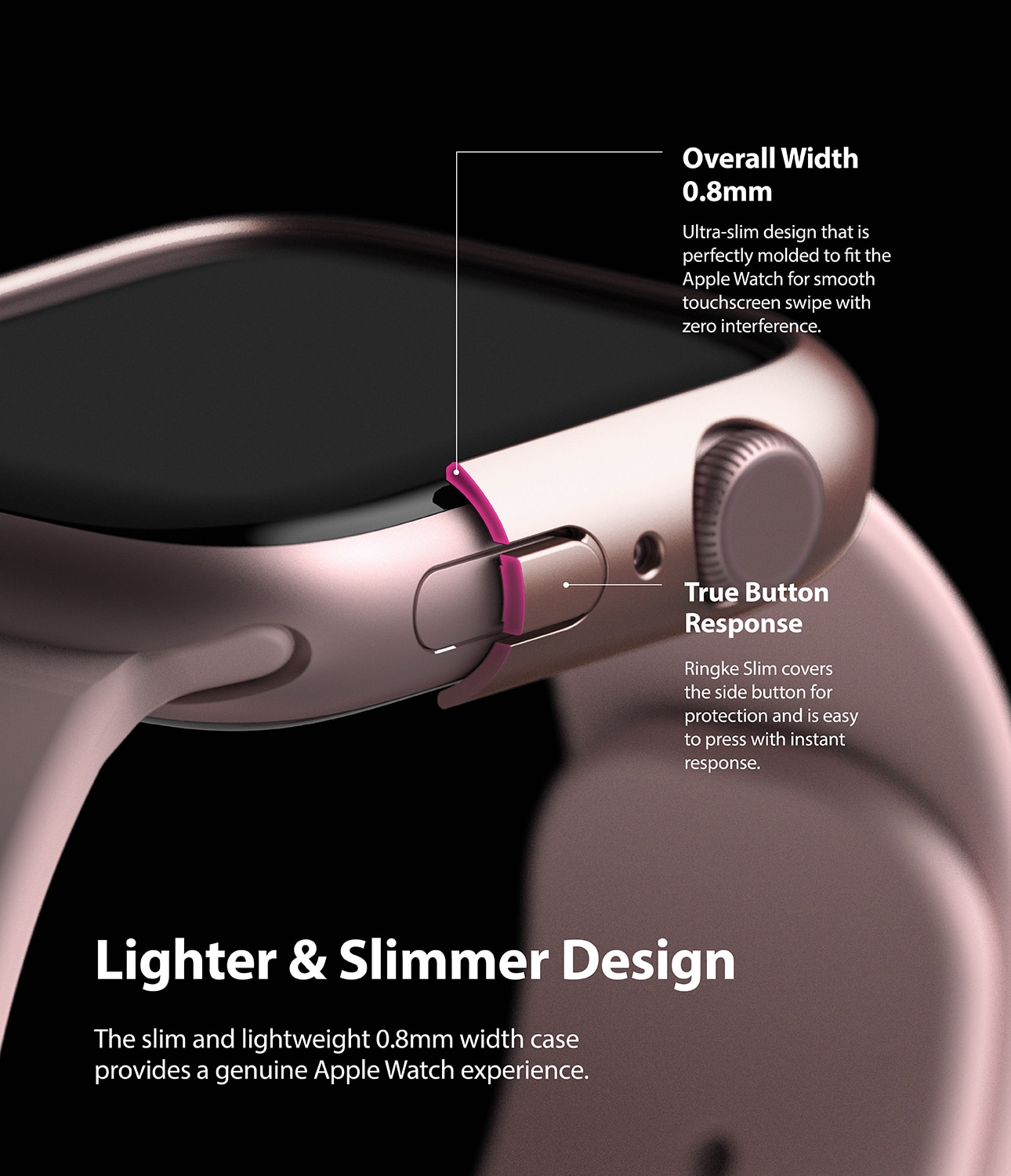 Funda Slim (2 piezas) Apple Watch 45mm Series 8 Pink & Clear