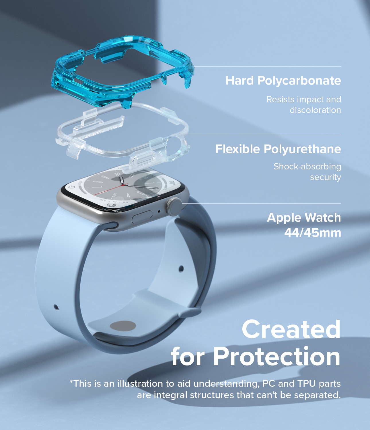 Funda Fusion Bumper Apple Watch 45mm Series 8 Neon Blue