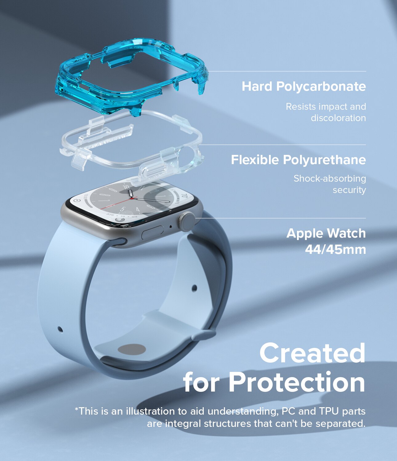 Funda Fusion Bumper Apple Watch 45mm Series 8 Neon Blue