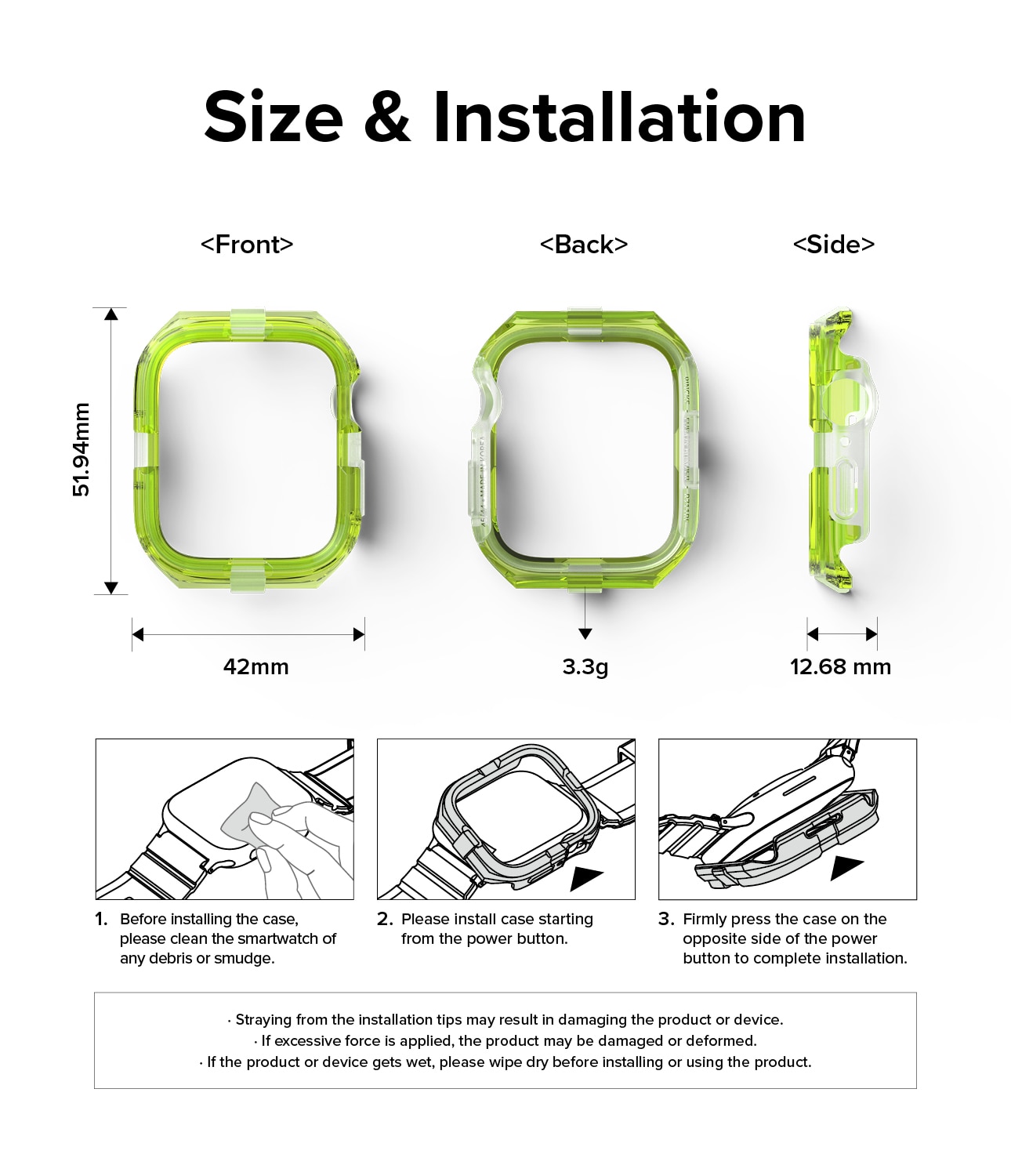 Funda Fusion Bumper Apple Watch 45mm Series 7 Neon Green