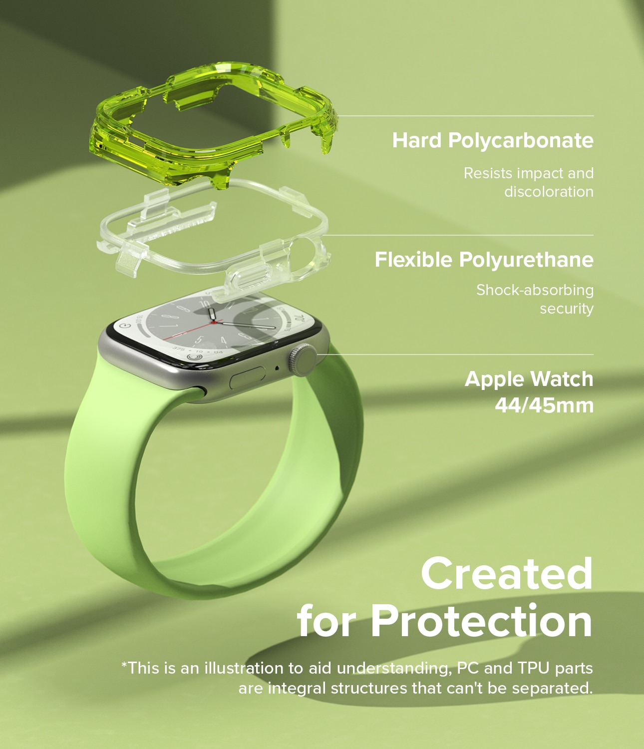 Funda Fusion Bumper Apple Watch 45mm Series 7 Neon Green