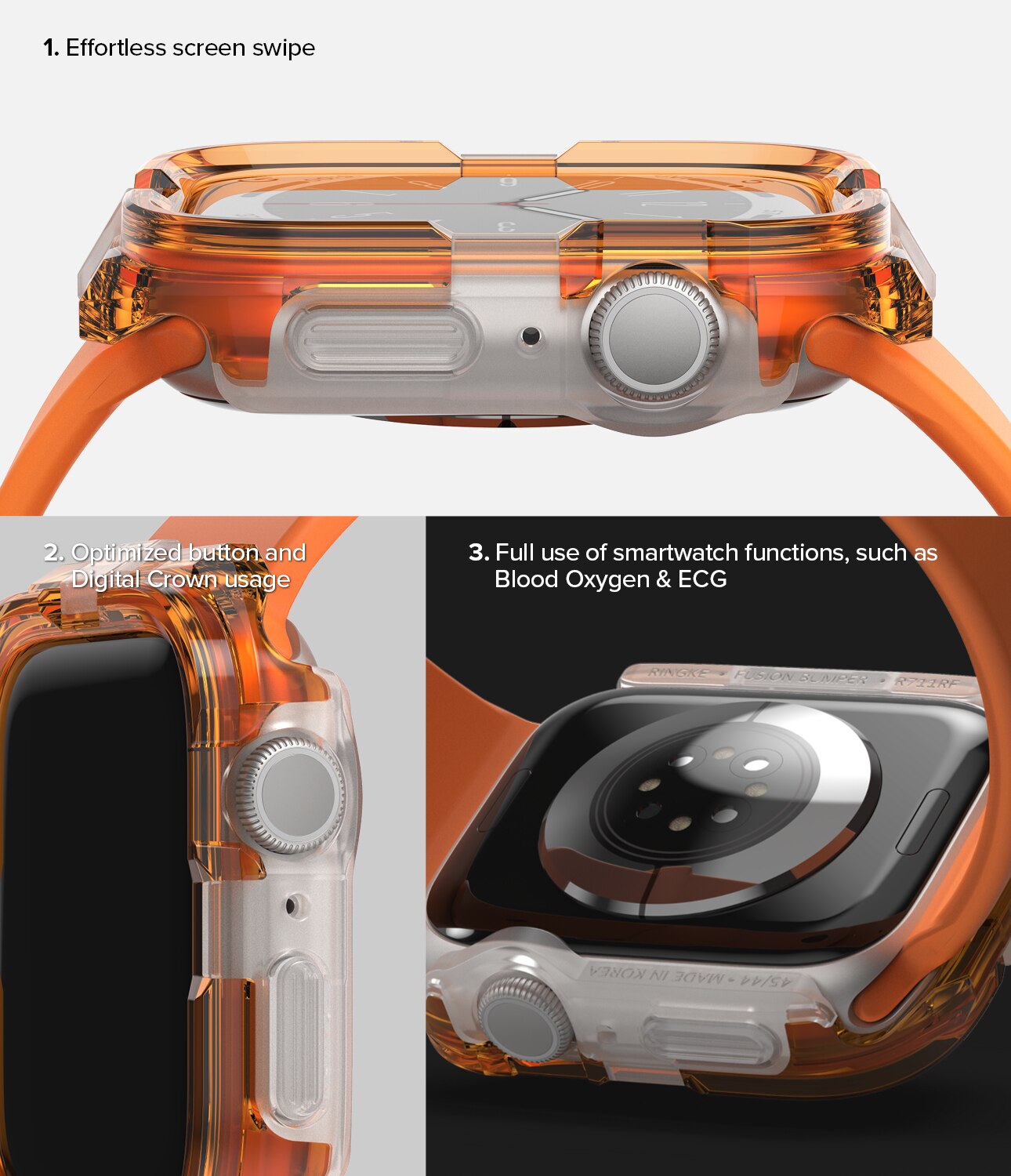 Funda Fusion Bumper Apple Watch 45mm Series 7 Neon Orange