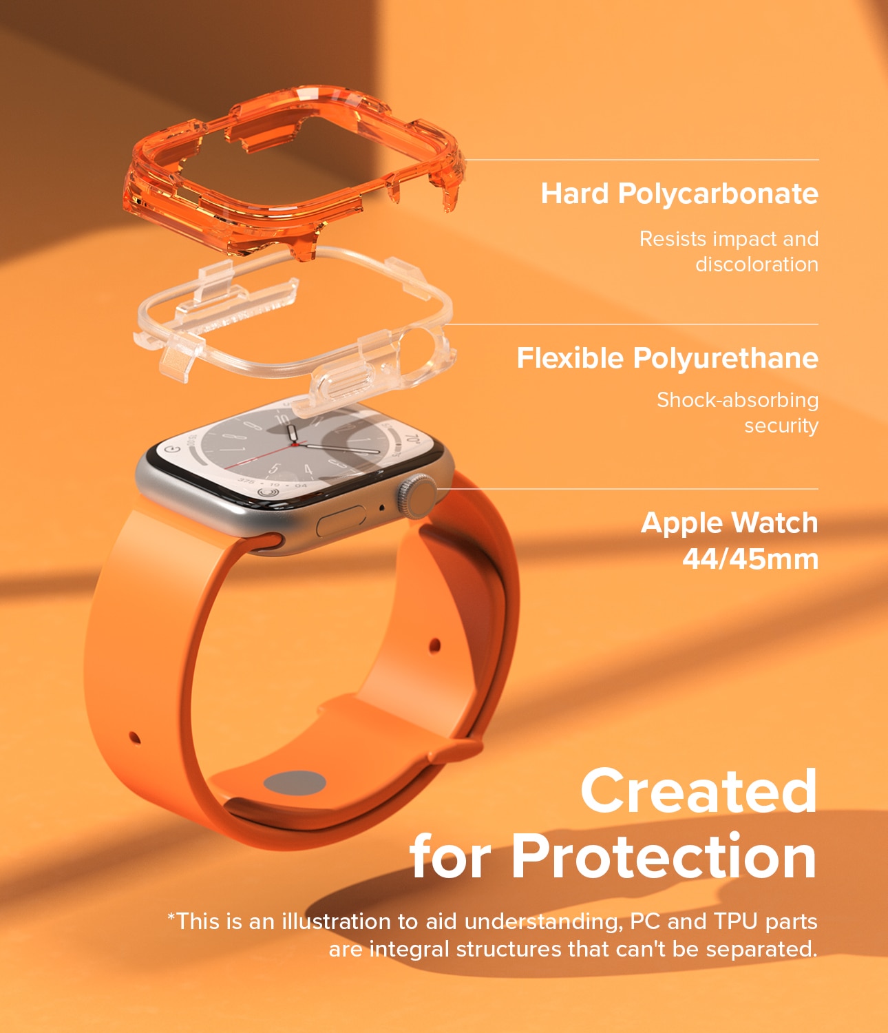 Funda Fusion Bumper Apple Watch SE 44mm Neon Orange