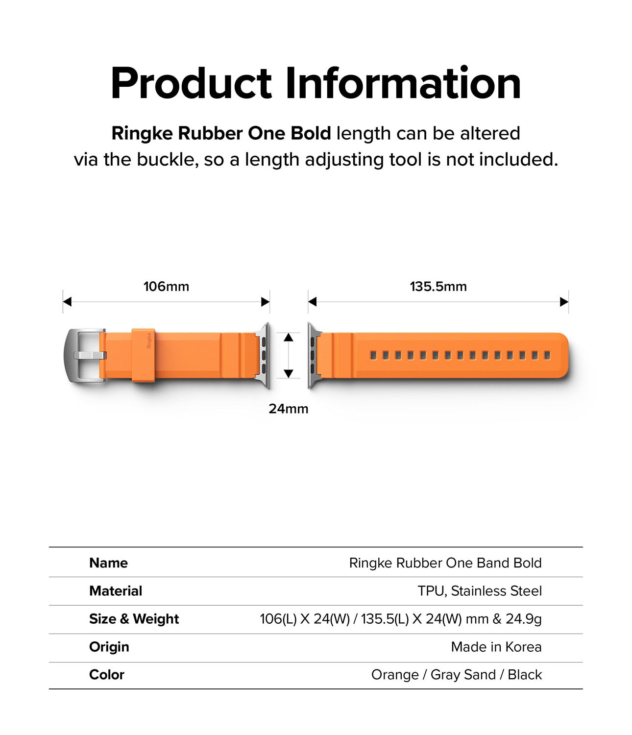 Rubber One Bold Band Apple Watch 45mm Series 8 Orange