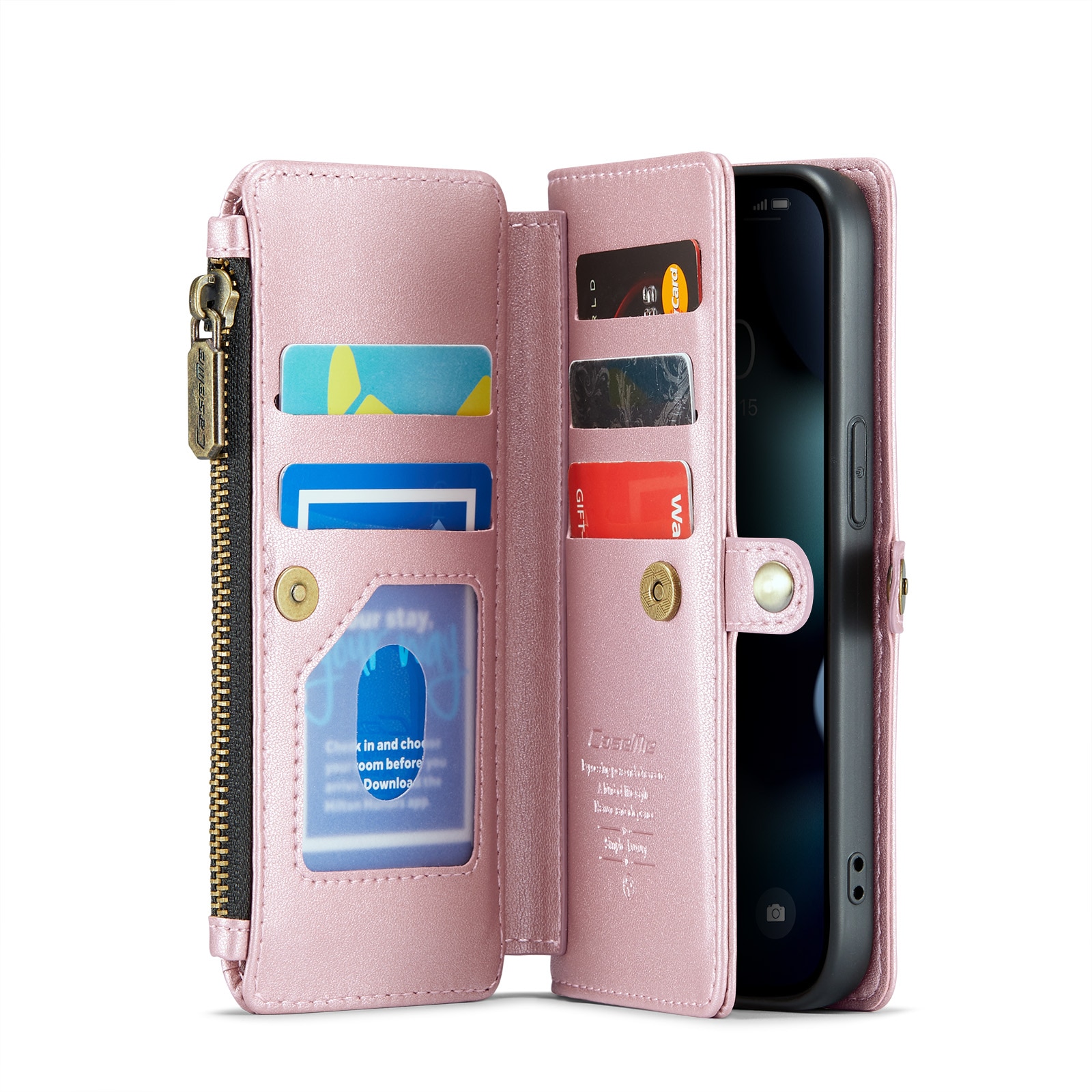 Funda de billetera iPhone 13 Pro rosado