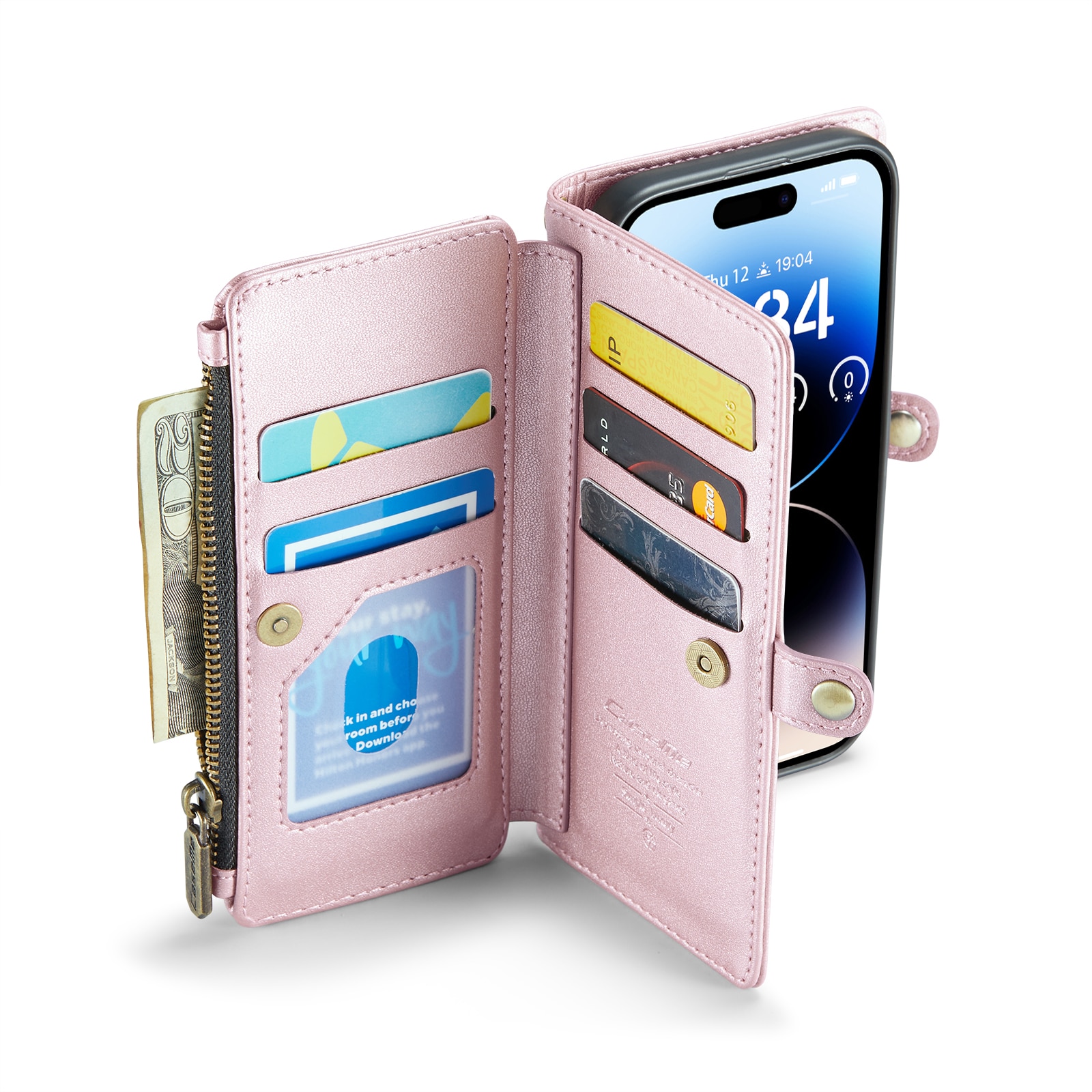 Funda de billetera iPhone 14 Pro rosado