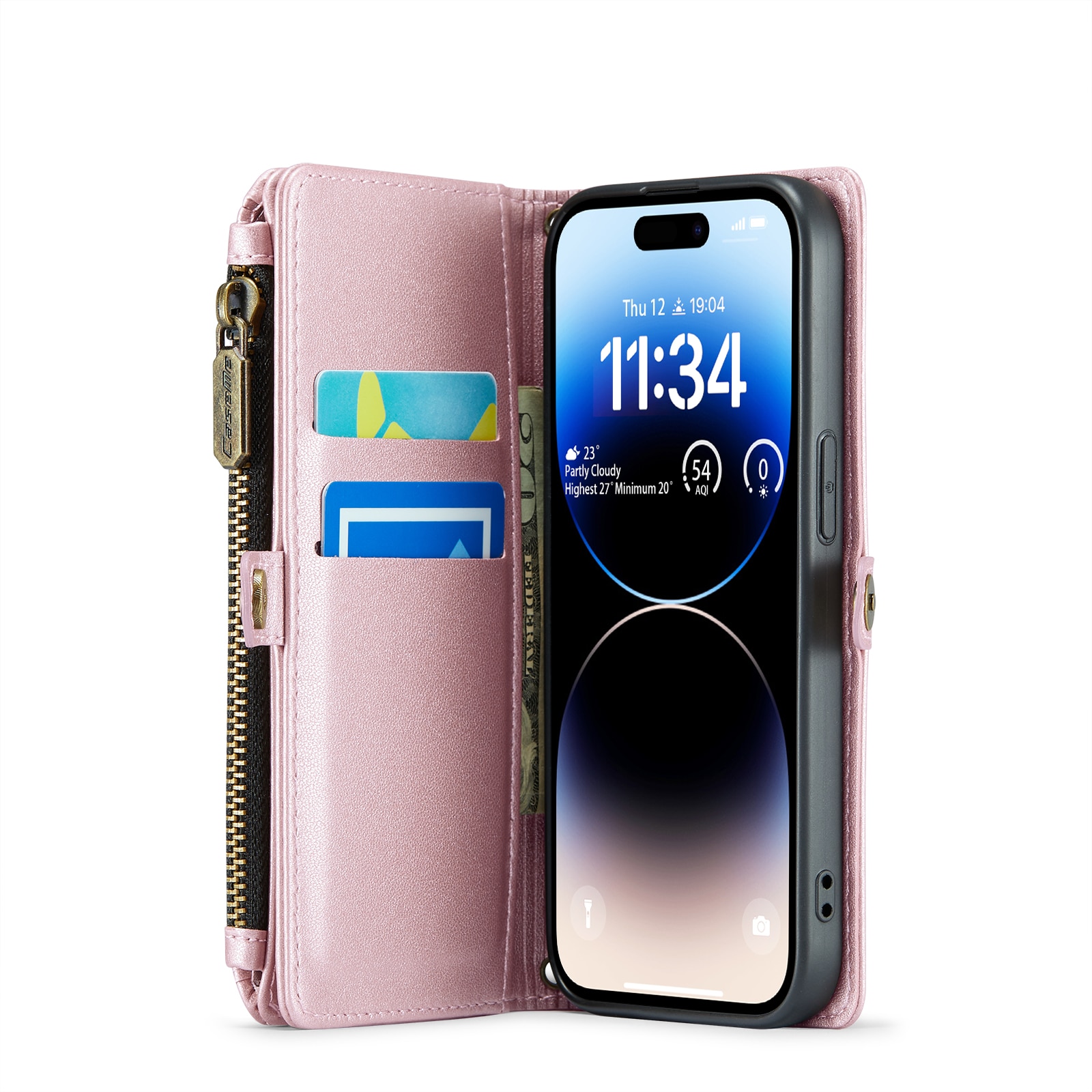 Funda de billetera iPhone 14 Pro rosado