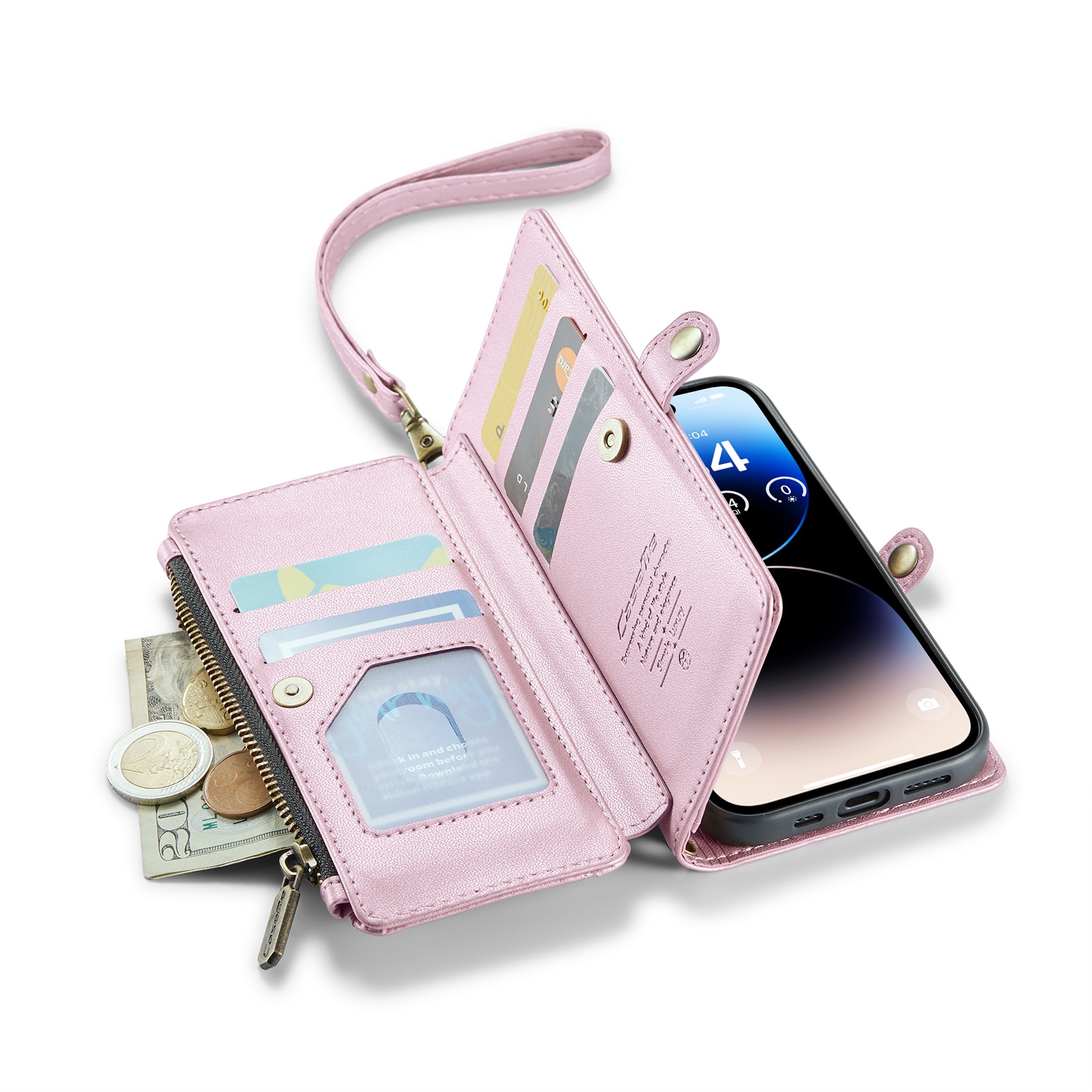 Funda de billetera iPhone 14 Pro rosado