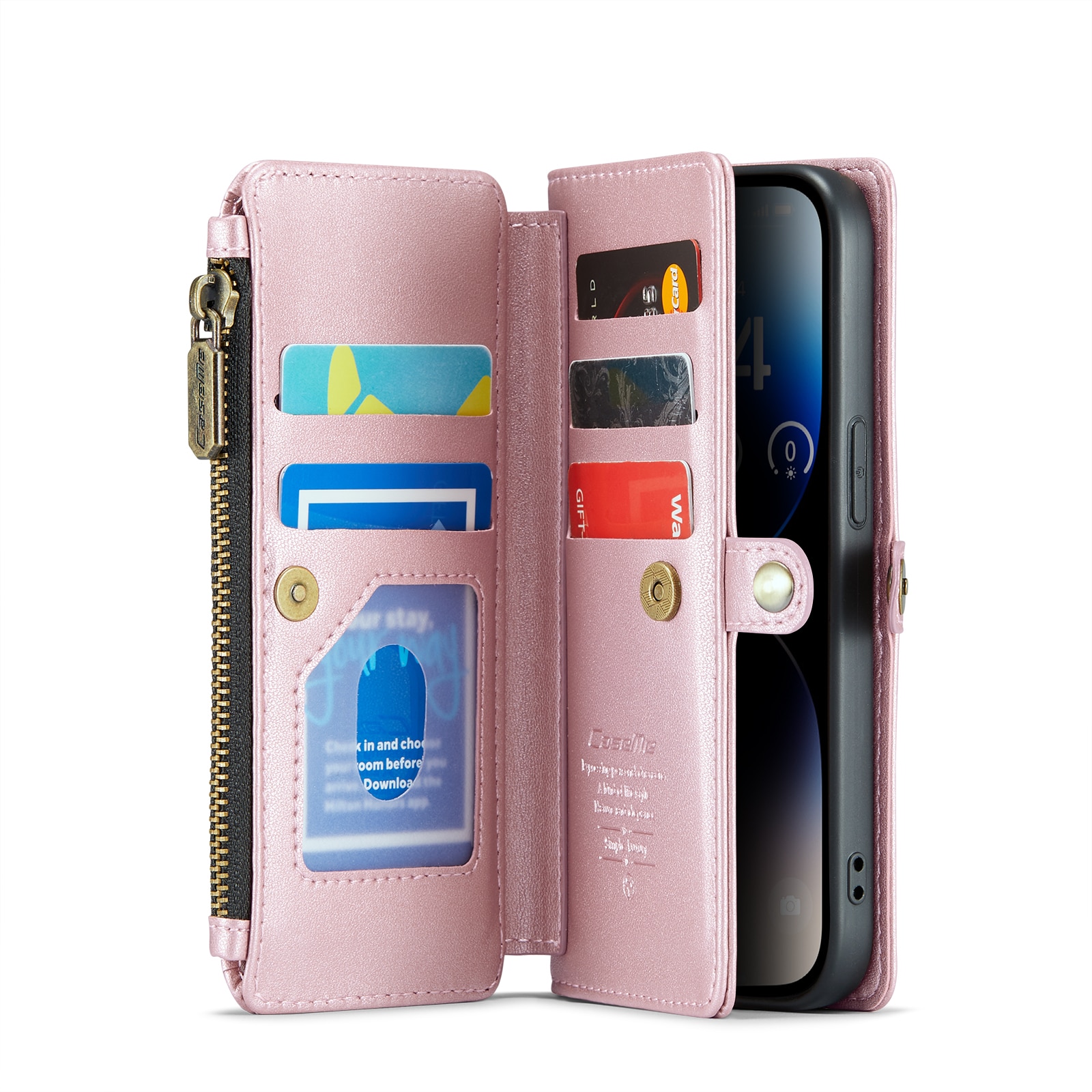 Funda de billetera iPhone 14 Pro rosado