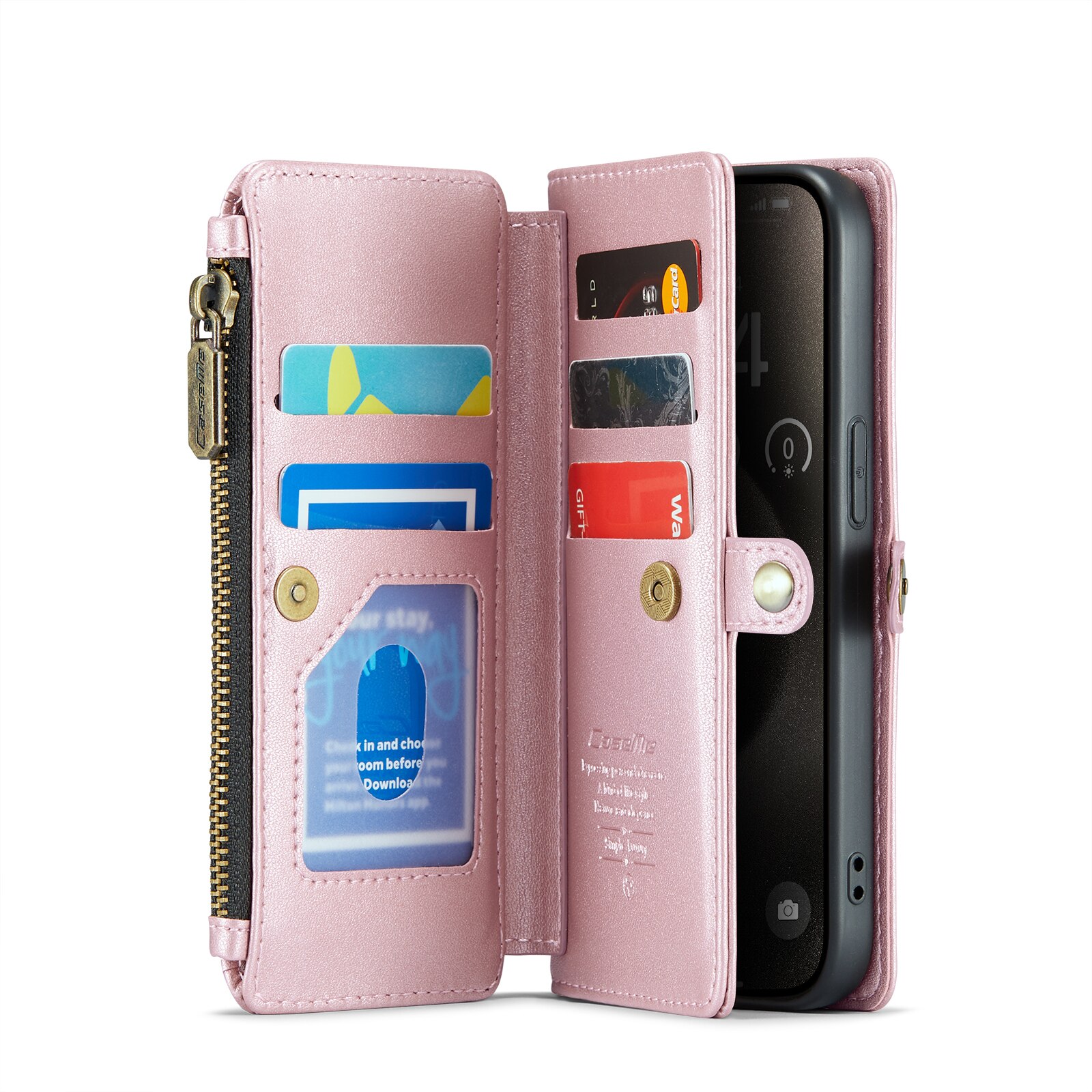 Funda de billetera iPhone 15 Pro rosado