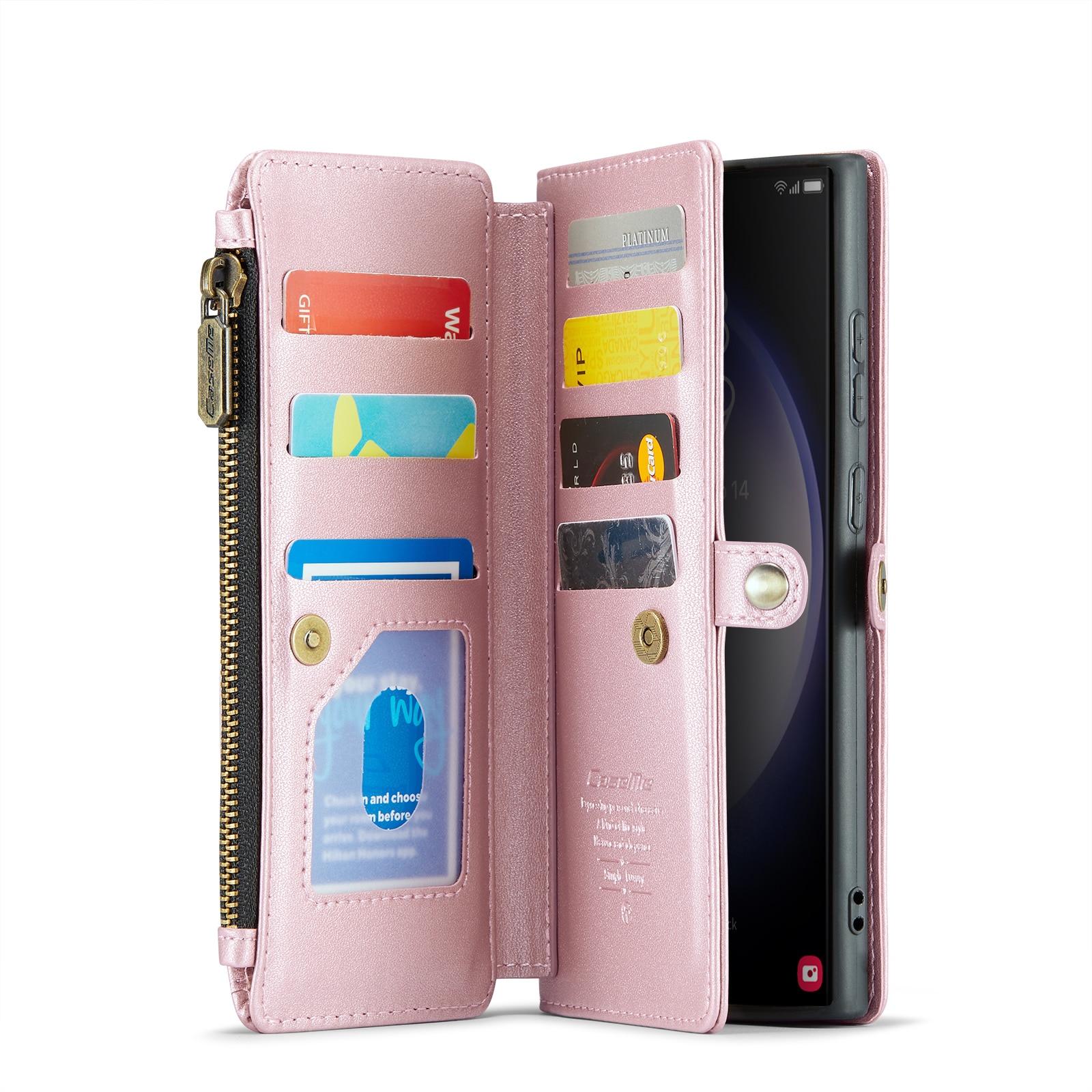 Funda de billetera Samsung Galaxy S23 Ultra rosado