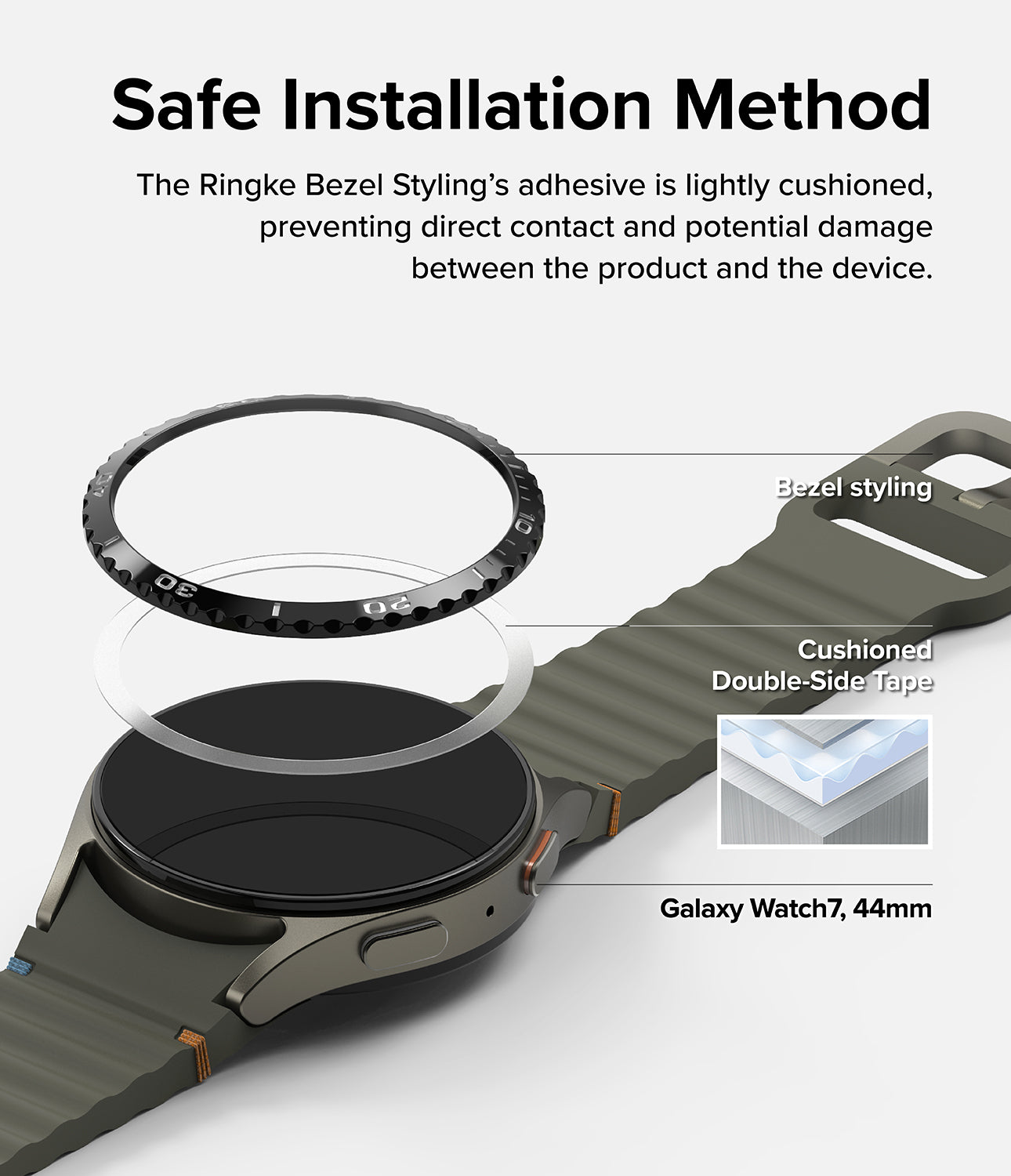 Bezel Styling + Glass Combo Samsung Galaxy Watch 7 44mm Black