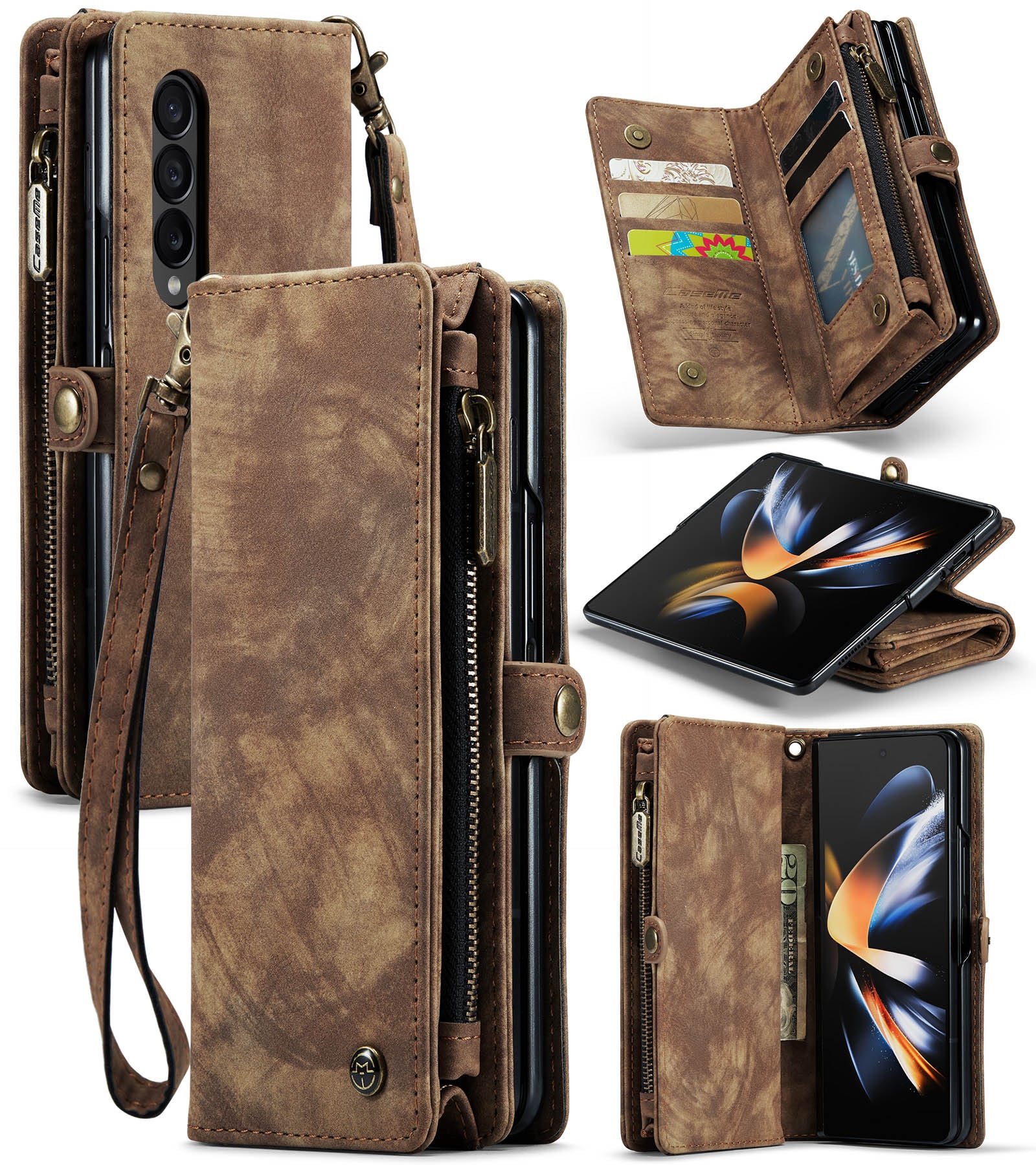 Cartera Multi-Slot Samsung Galaxy Z Fold 5 marrón