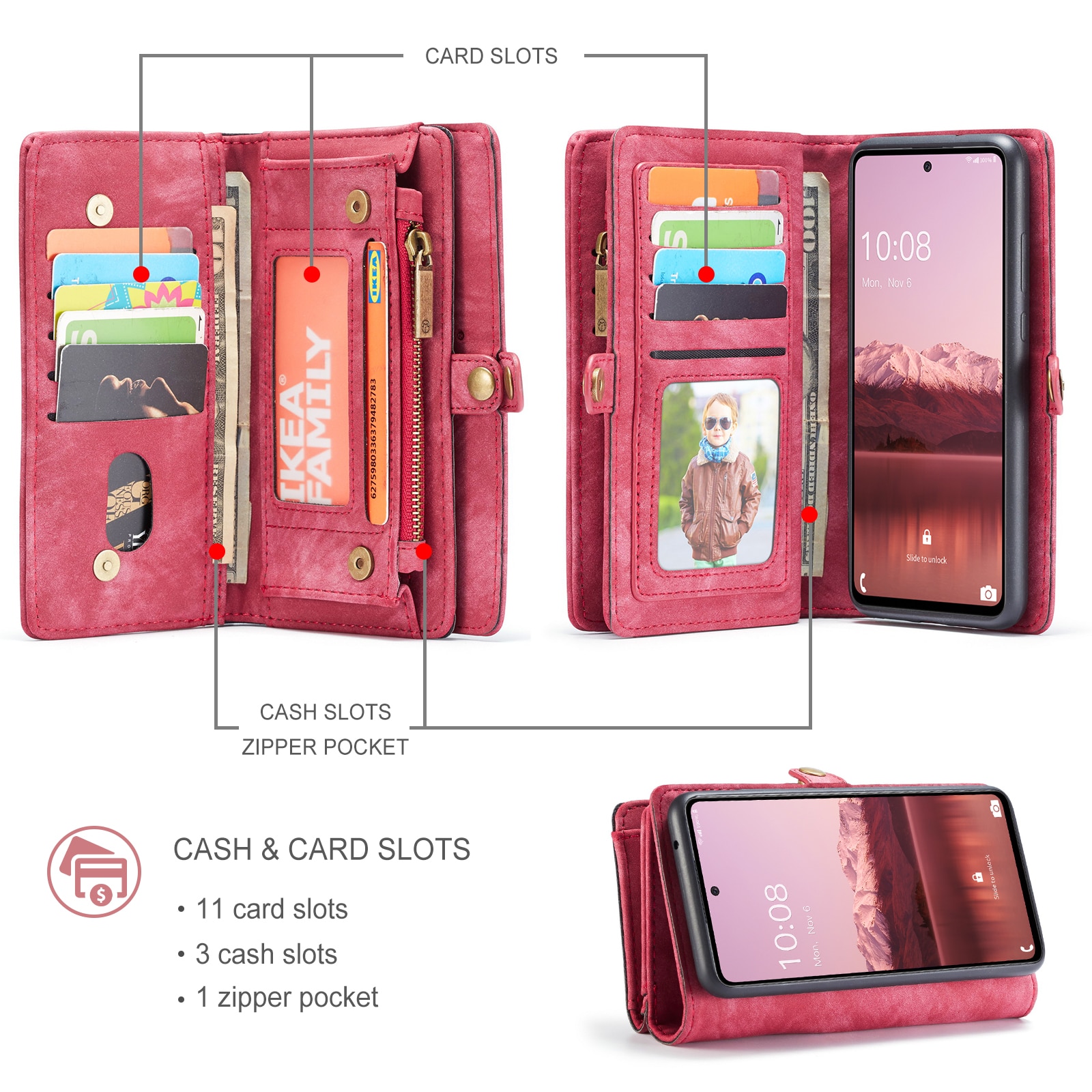 Cartera Multi-Slot Samsung Galaxy A53 Rojo